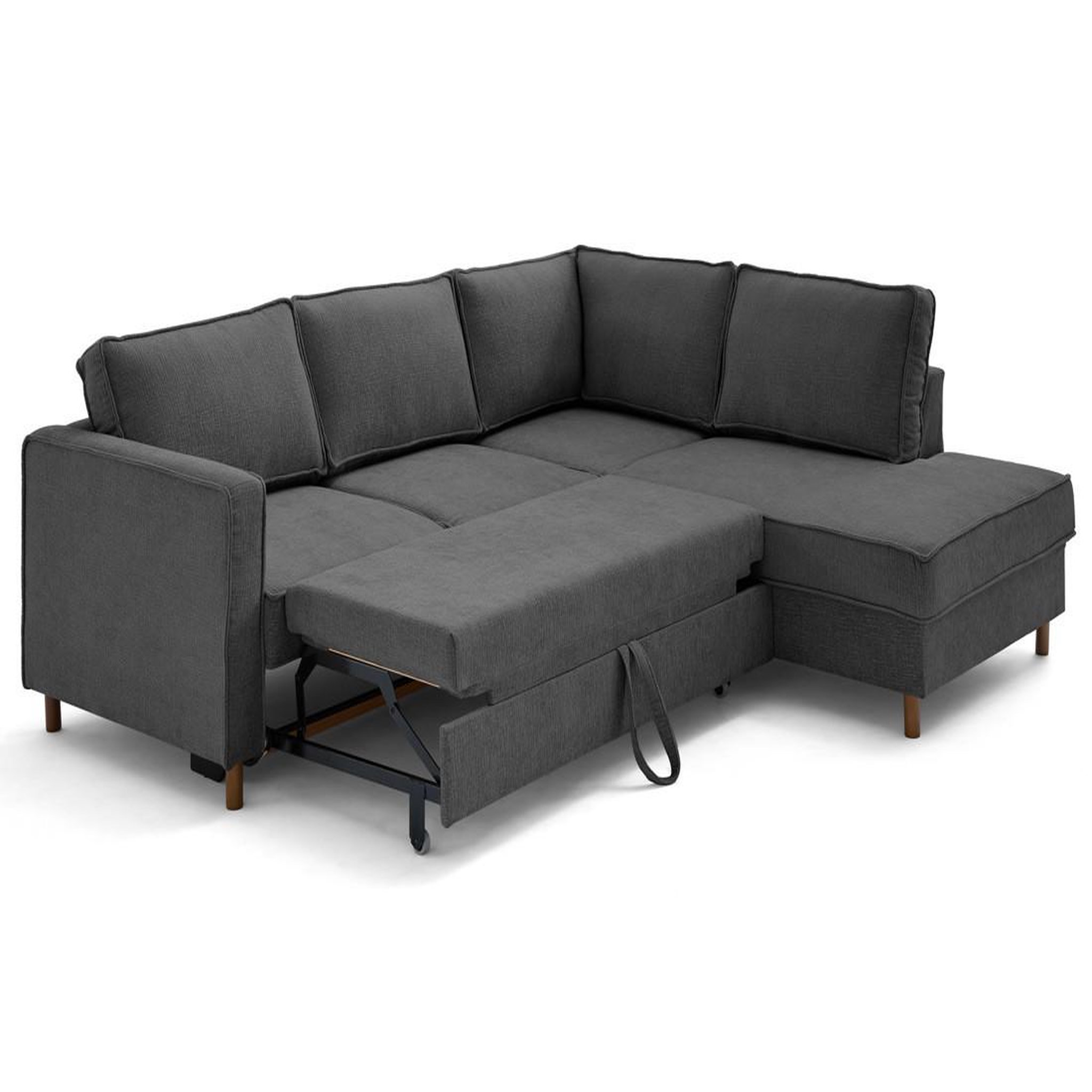 Voir la diapositive 2 : LISA DESIGN Jake - canapé d'angle droit 5 places convertible en tissu velours relief
