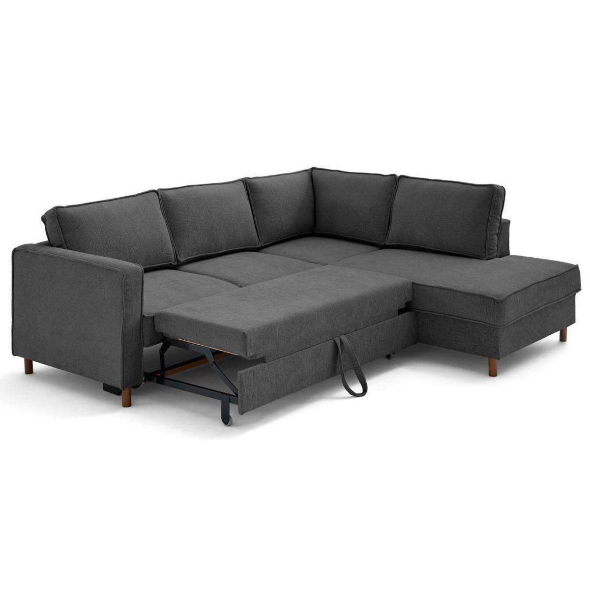 LISA DESIGN Jake - canapé d'angle droit 5 places convertible en tissu velours relief