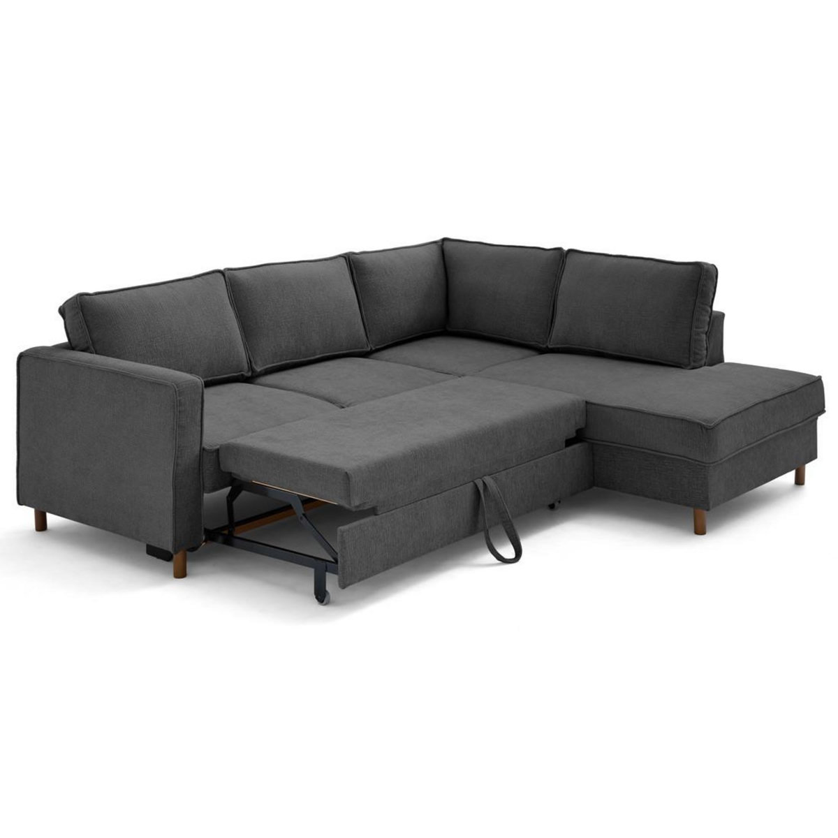 LISA DESIGN Jake - canapé d'angle droit 5 places convertible en tissu velours relief