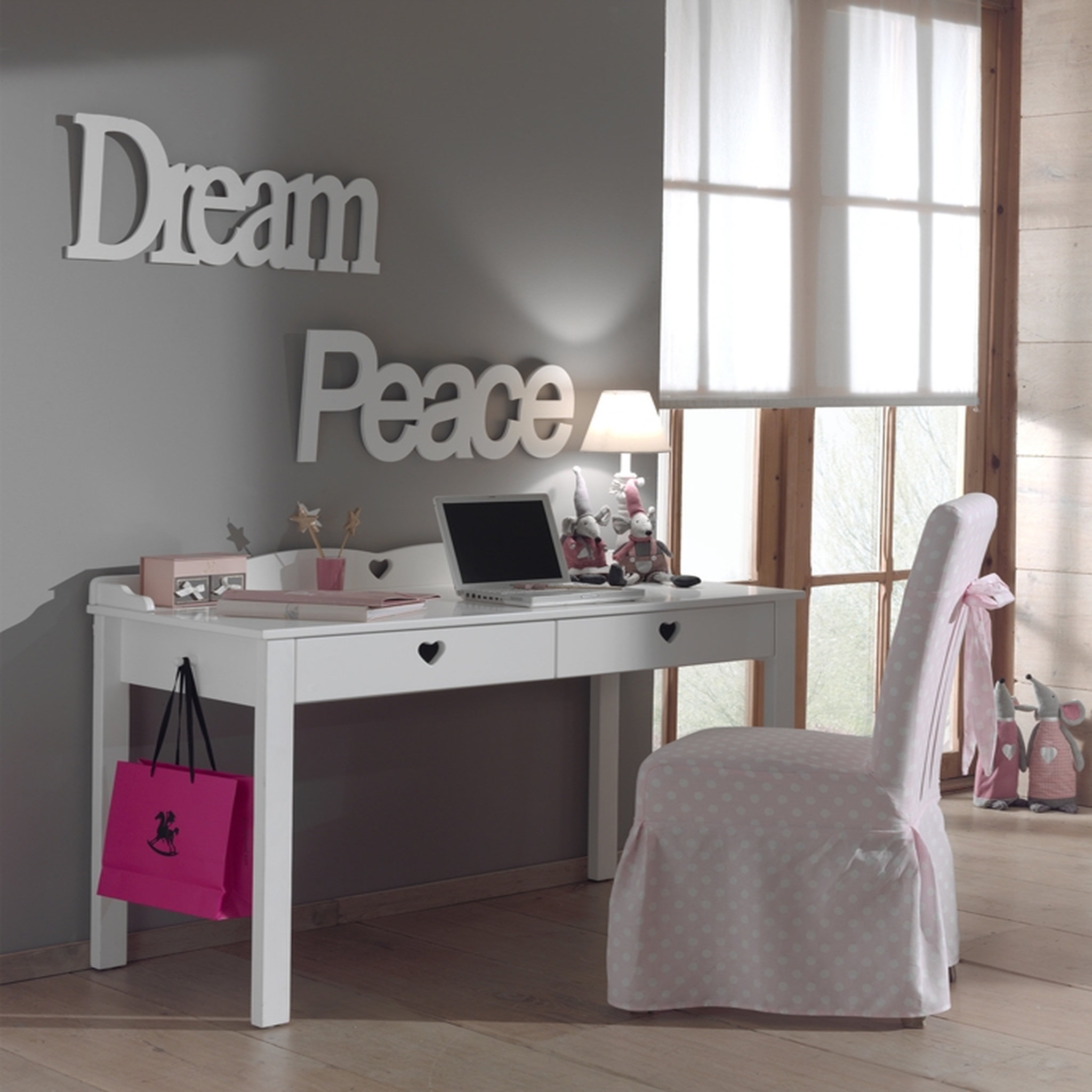 Voir la diapositive 1 : Bureau 2 tiroirs L130 cm MAUDE