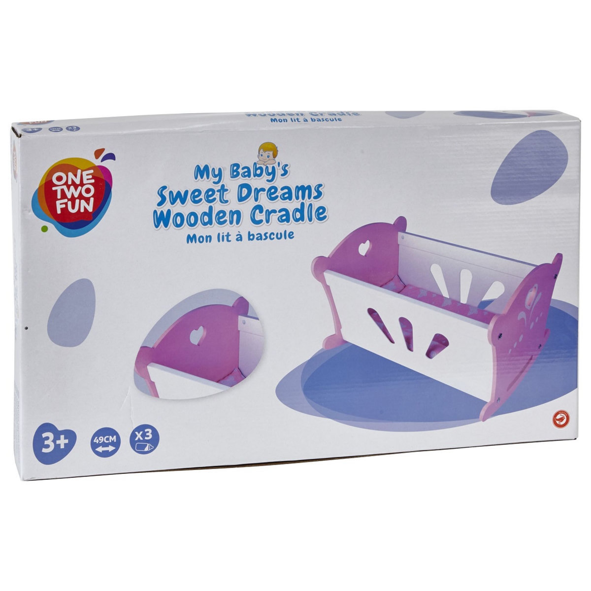 One Two Fun Lit à bascule en bois pour poupées