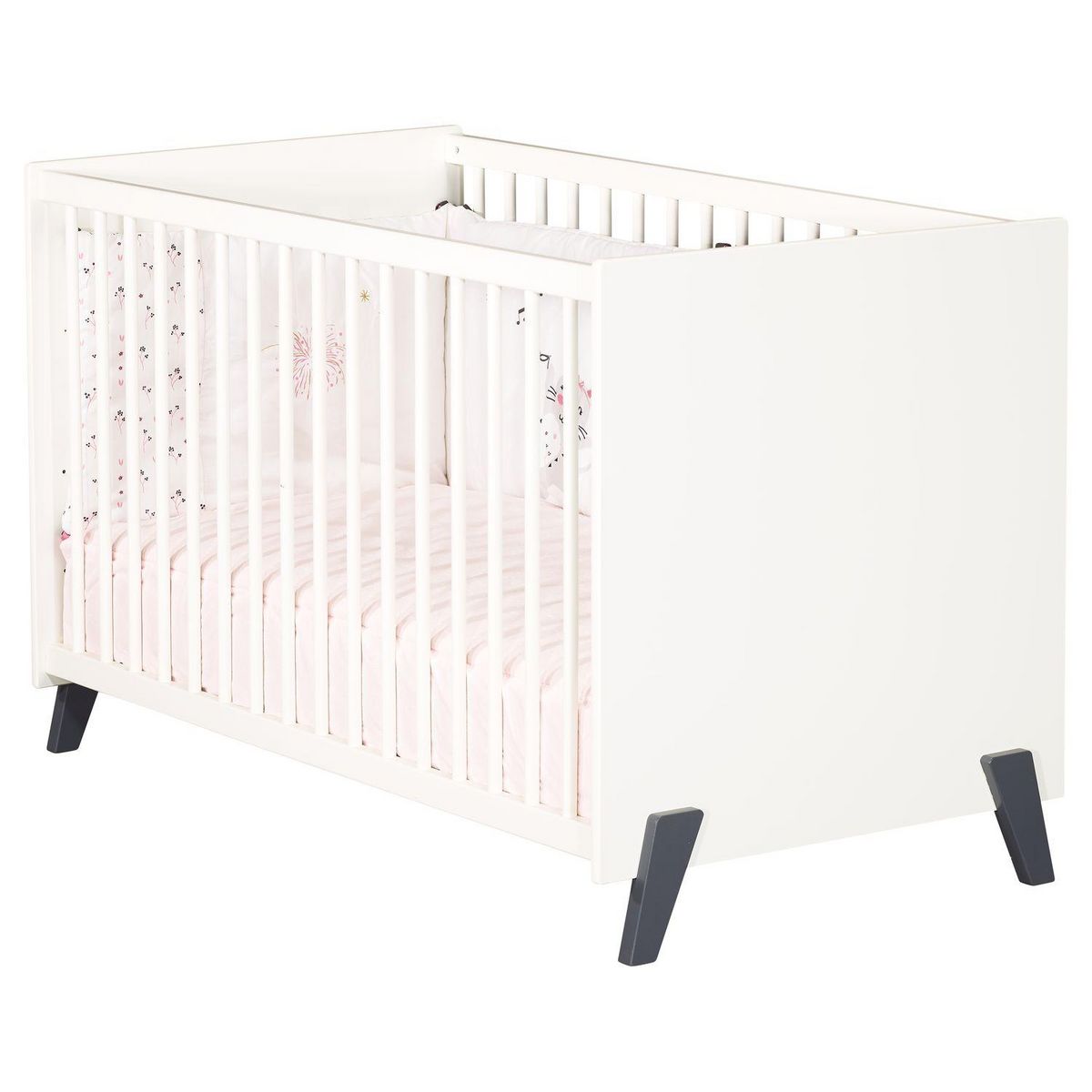 BABY PRICE  Lit bébé sommier réglable  60x120cm JOY coloris gris  