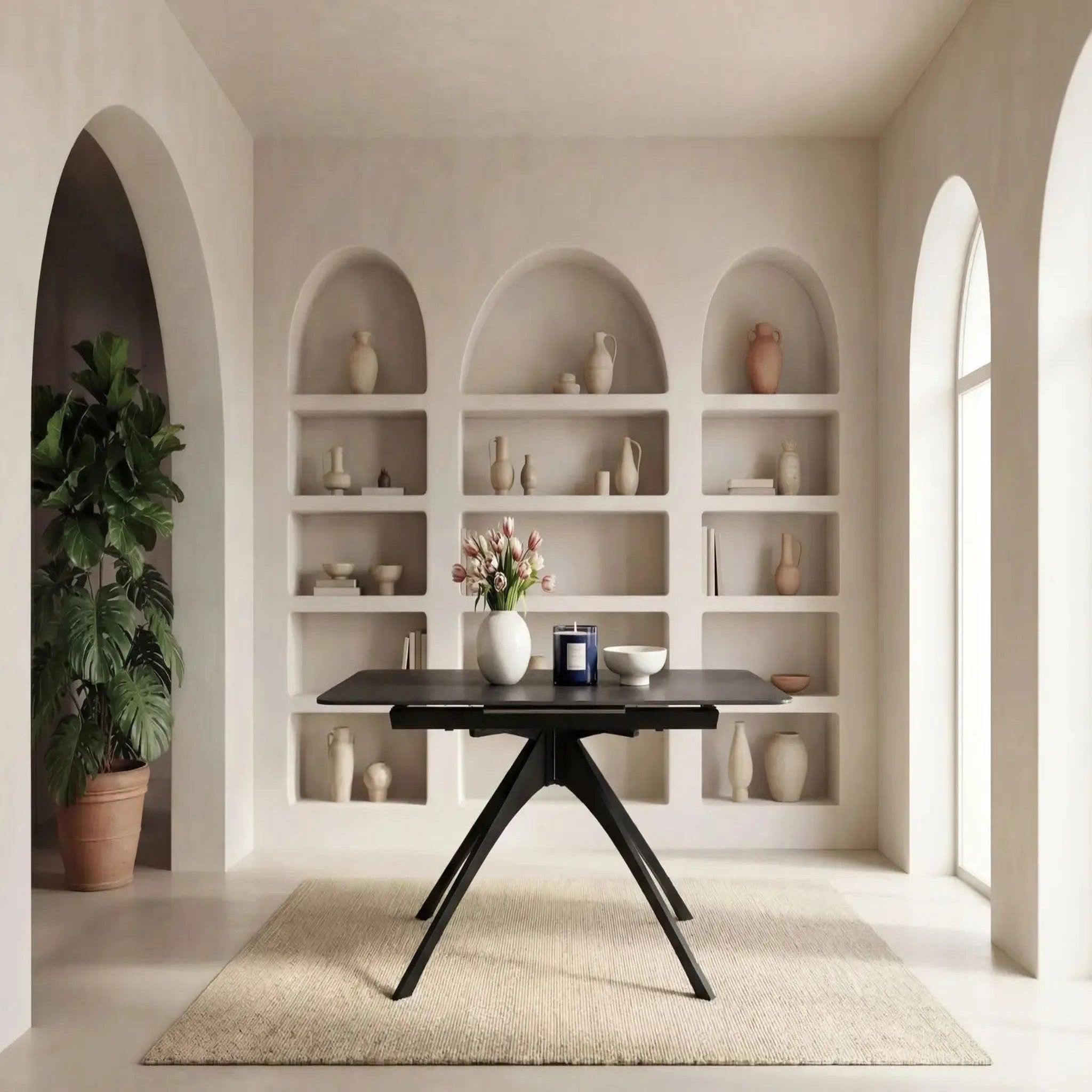 Voir la diapositive 2 : CASANOVA PARIS Anoa - table à manger extensible 150 à 200cm en pierre frittée - gris foncé