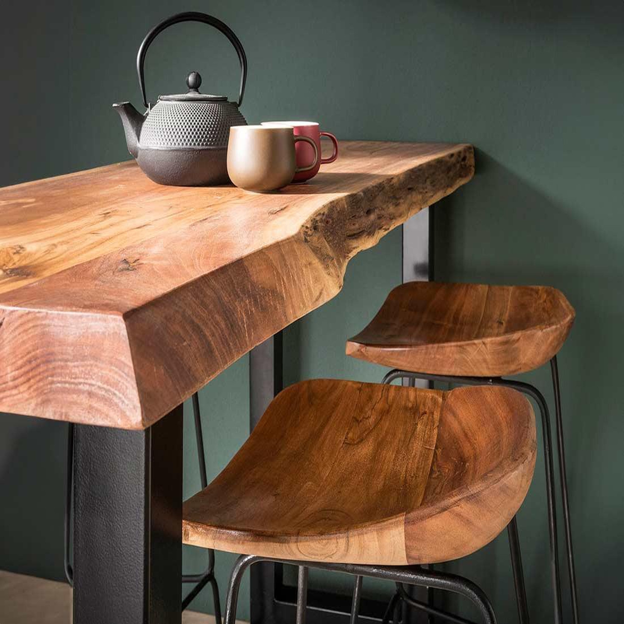Voir la diapositive 2 : BEST MOBILIER Djoda - lot de 4 tabourets de bar - bois massif d'acacia
