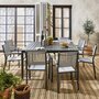 SWEEEK Table de jardin extensible aluminium + 8 fauteuils de jardin empilables
