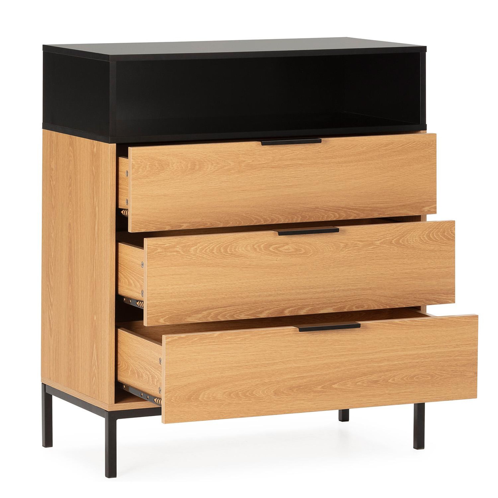 Voir la diapositive 3 : VS VENTA-STOCK Commode Nieve 3 tiroirs couleur Chêne