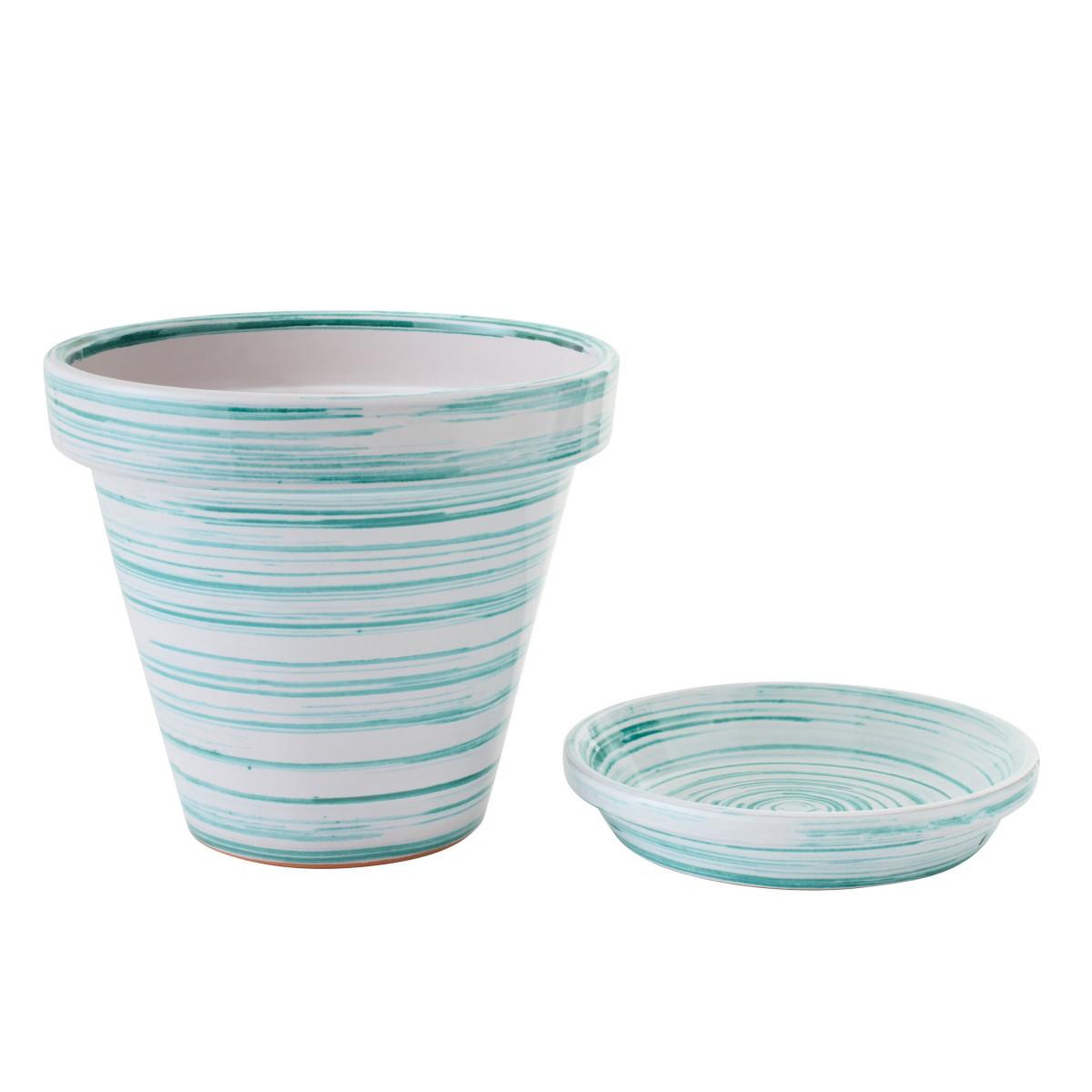 Voir la diapositive 2 : J-LINE Cache-pot avec soucoupe  julio  35cm vert menthe