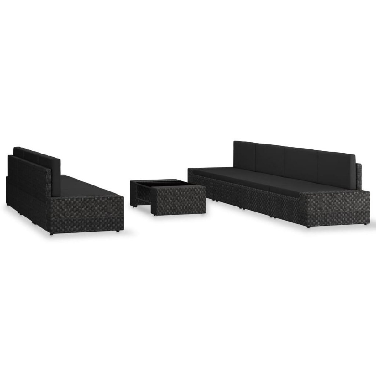 VIDAXL Salon de jardin 8 pcs Resine tressee Noir