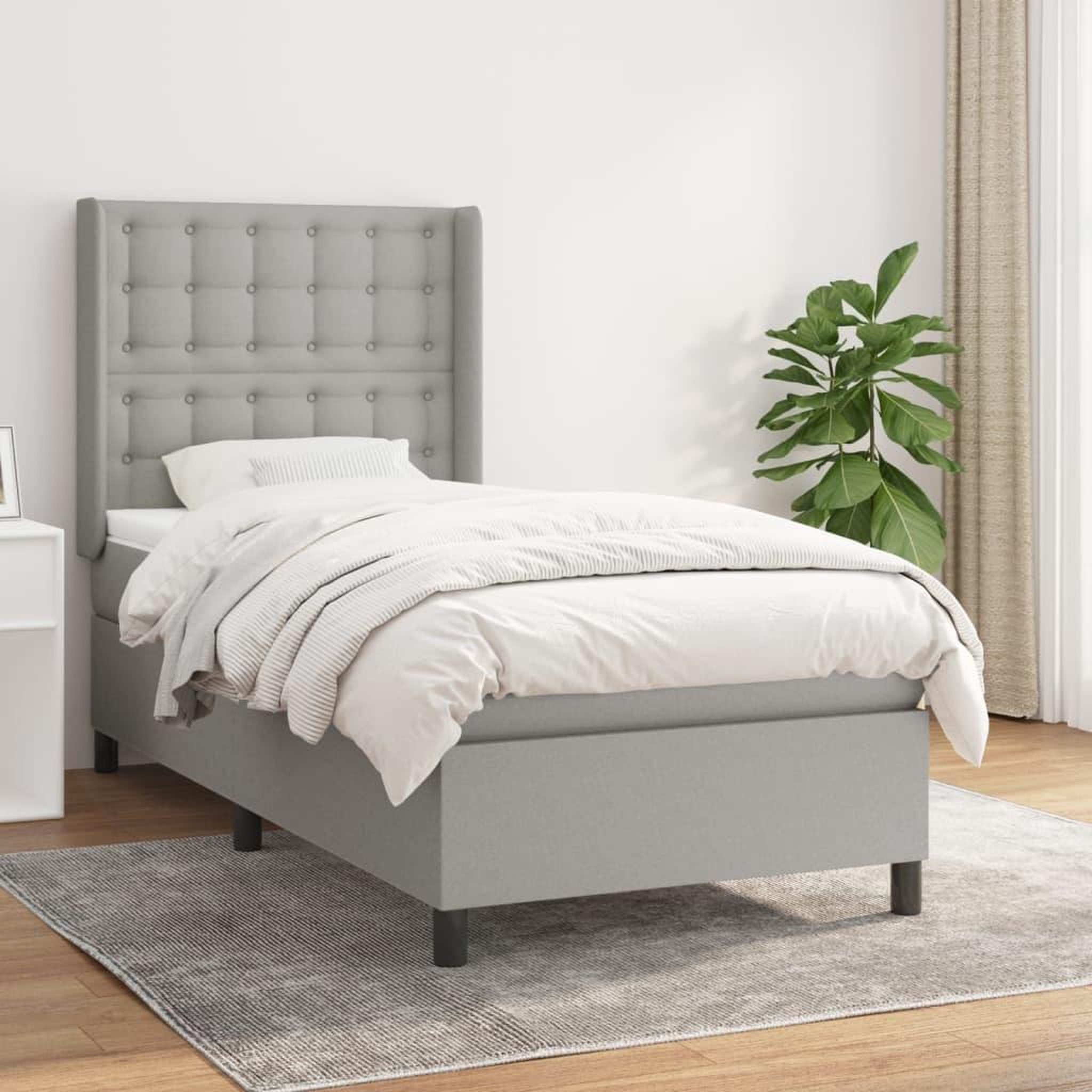 Voir la diapositive 1 : VIDAXL Sommier a lattes de lit avec matelas Gris clair 80x200 cm Tissu
