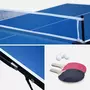 SWEEEK Mini table de ping pong 150x75cm - table pliable INDOOR bleue. avec 2 raquettes et 3 balles. valise de jeu pour utilisation intérieure. sport tennis de table