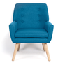 Voir la diapositive 4 : ID MARKET Fauteuil scandinave NAT en tissu bleu canard