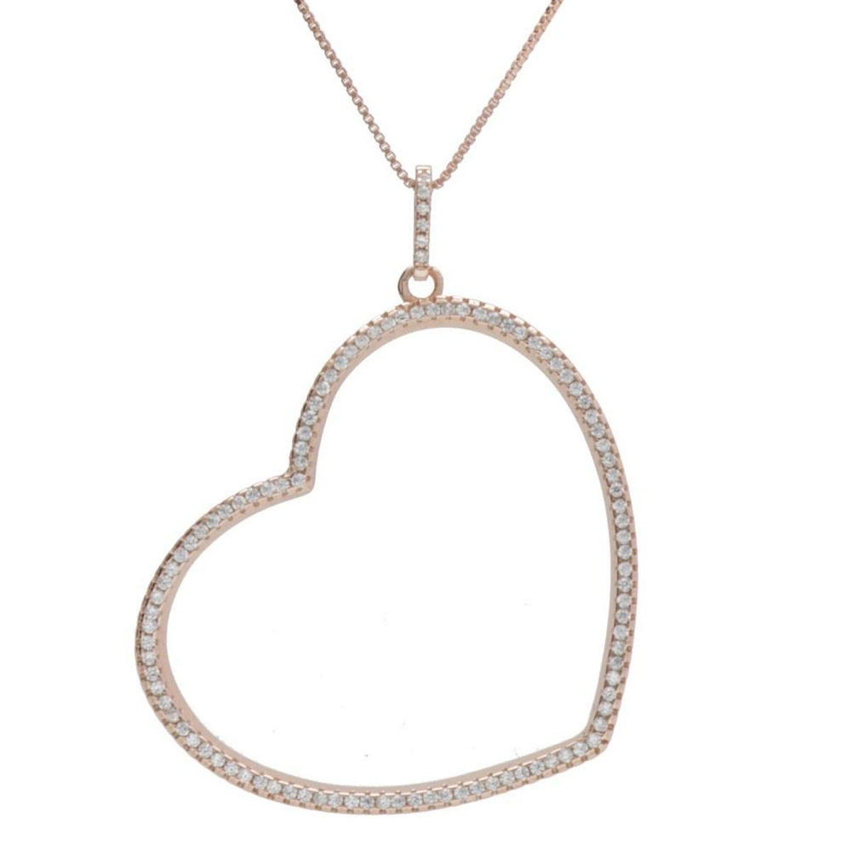 L'ATELIER D'AZUR Collier Argent 925/000 Rose Gold - Coeur Pavé de Zirconiums