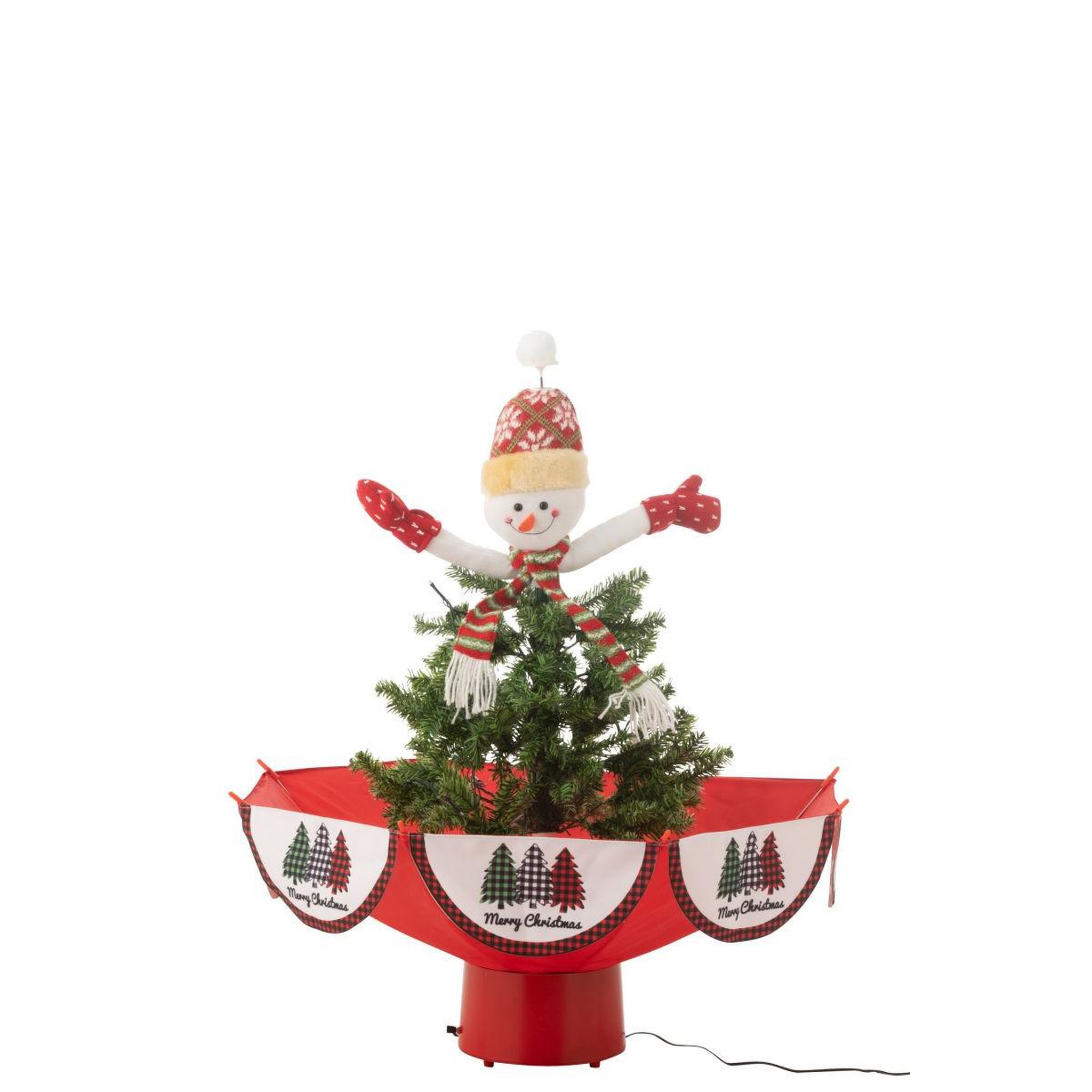 Voir la diapositive 3 : J-LINE Déco sapin noël à led  bonhomme de neige  80cm rouge