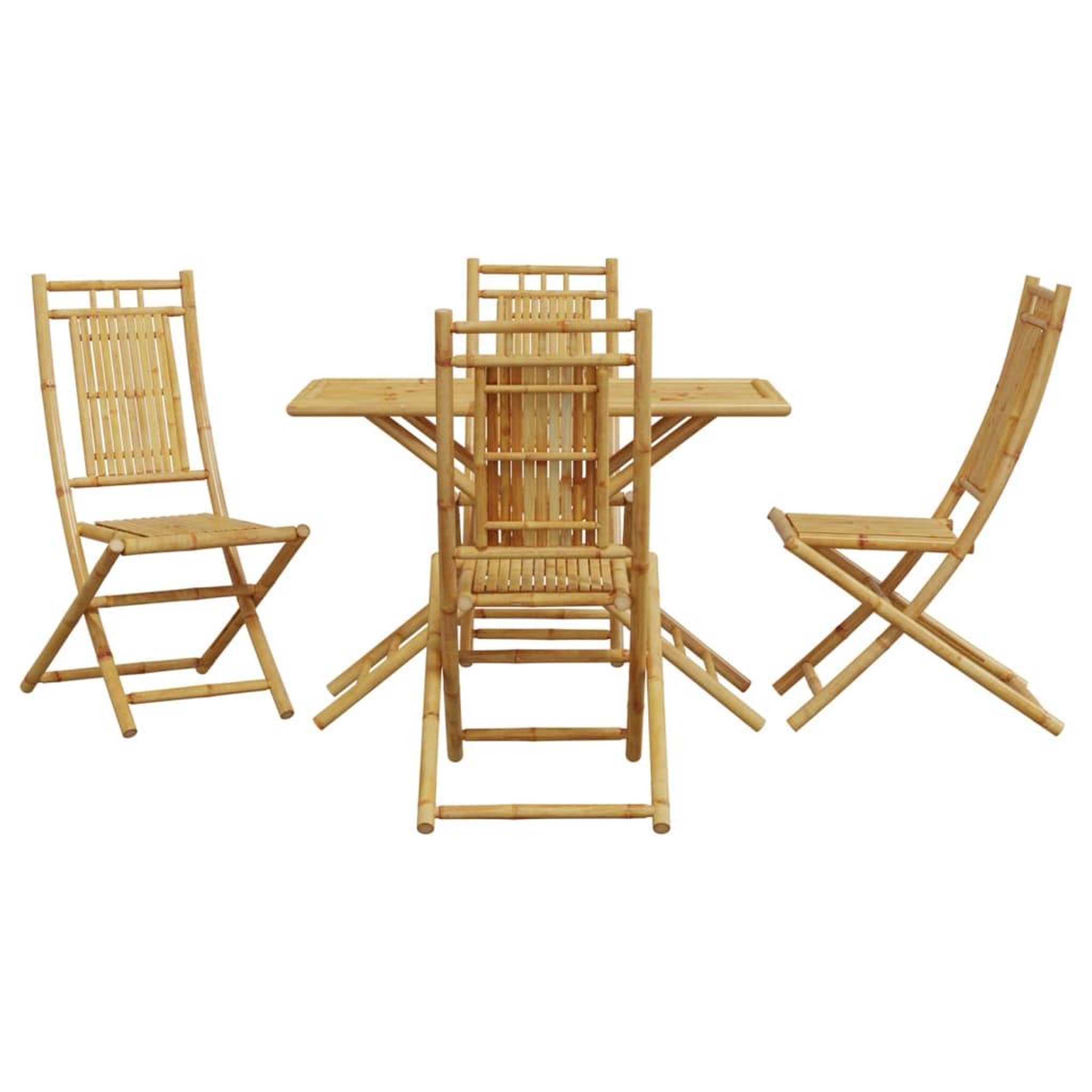 Voir la diapositive 3 : VIDAXL Ensemble a manger de jardin 5 pcs bambou
