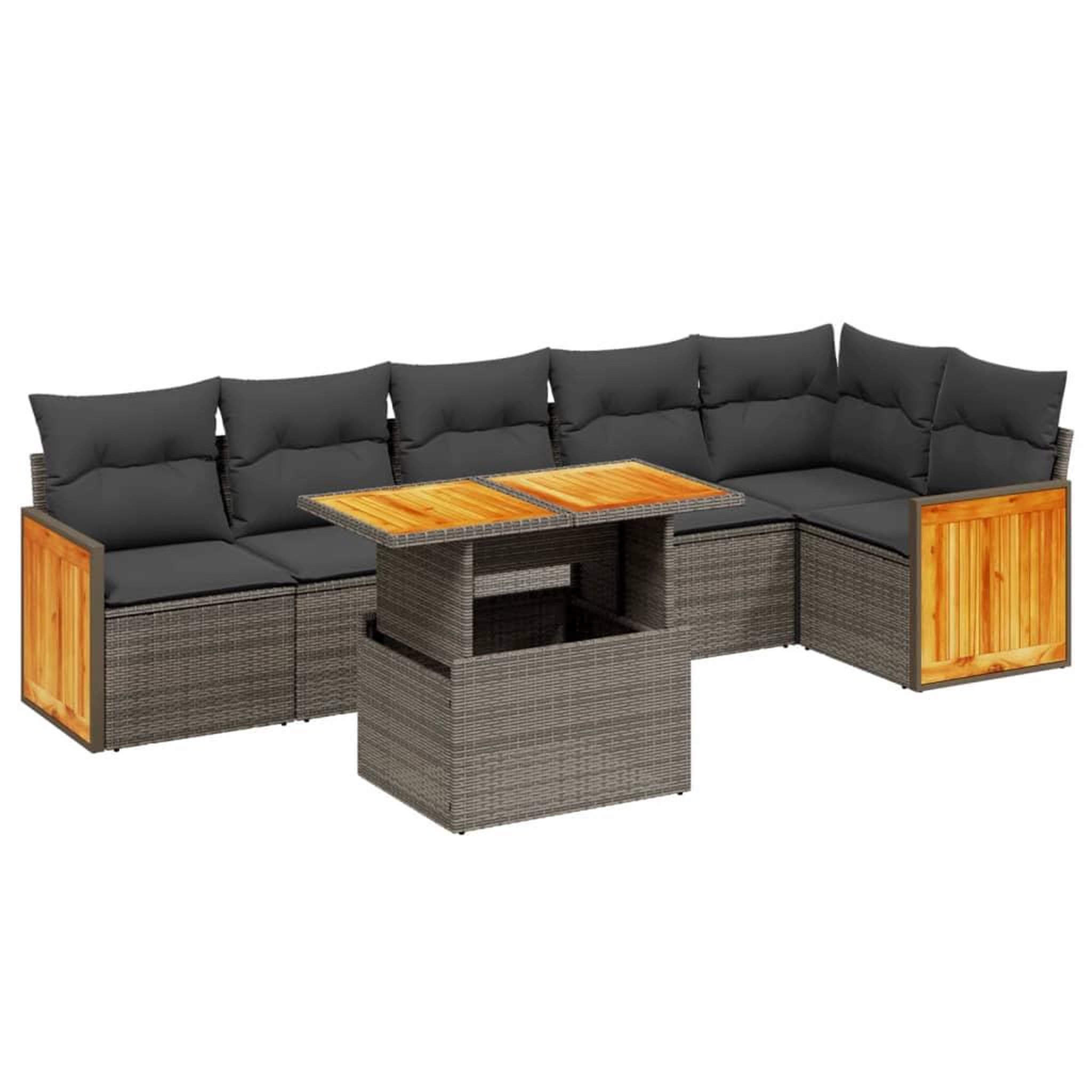 Voir la diapositive 2 : VIDAXL Salon de jardin avec coussins 7 pcs gris resine tressee