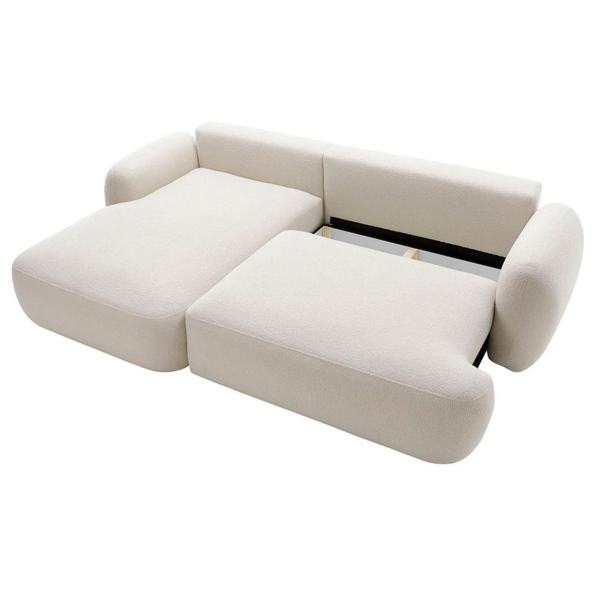 BEST MOBILIER Berenice - canapé d'angle gauche 4 places convertible avec coffre en tissu bouclette