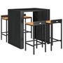 Voir la diapositive 3 : VIDAXL Ensemble de bar jardin 5 pcs noir poly rotin/bois massif acacia