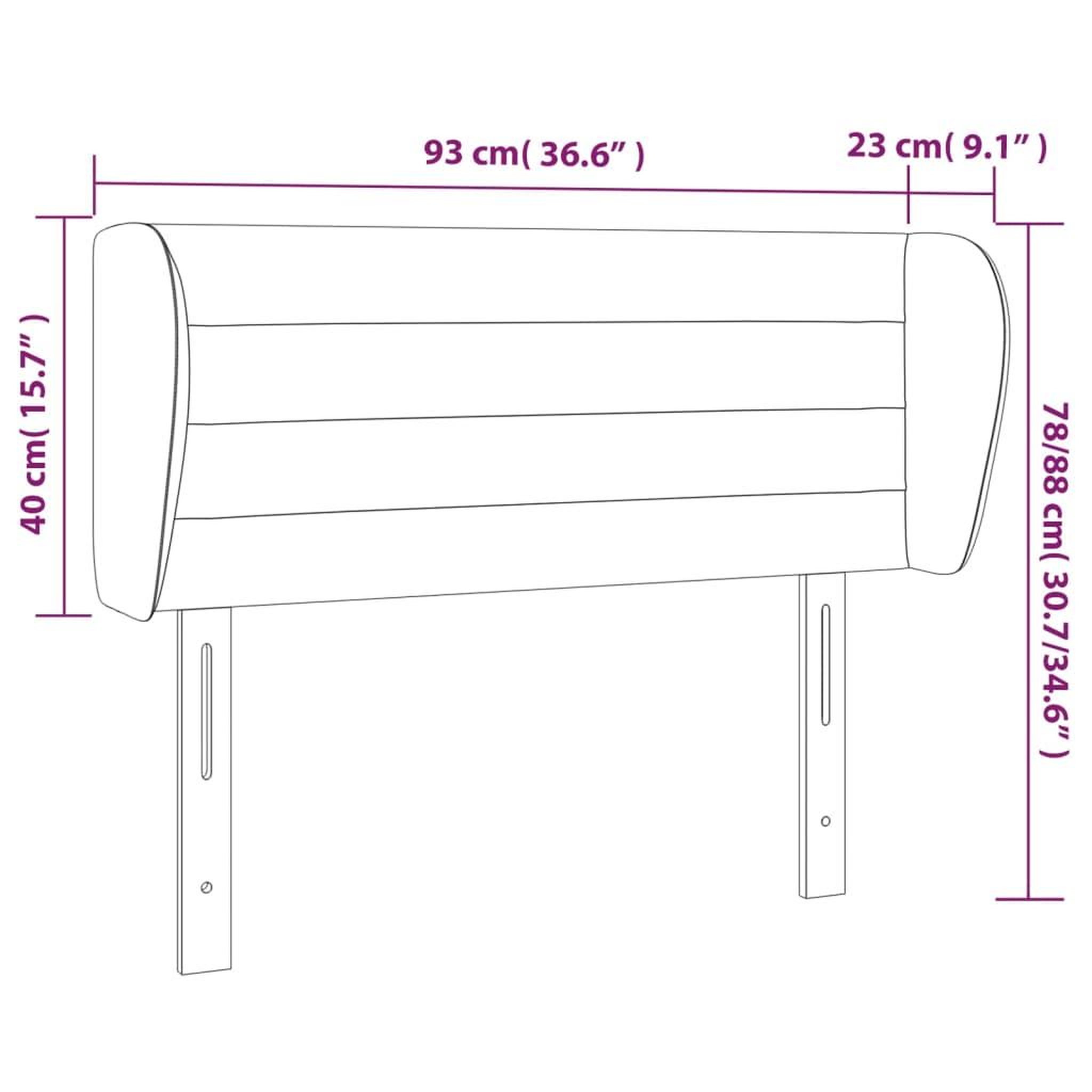 Voir la diapositive 6 : VIDAXL Tete de lit avec oreilles Gris clair 93x23x78/88 cm Tissu