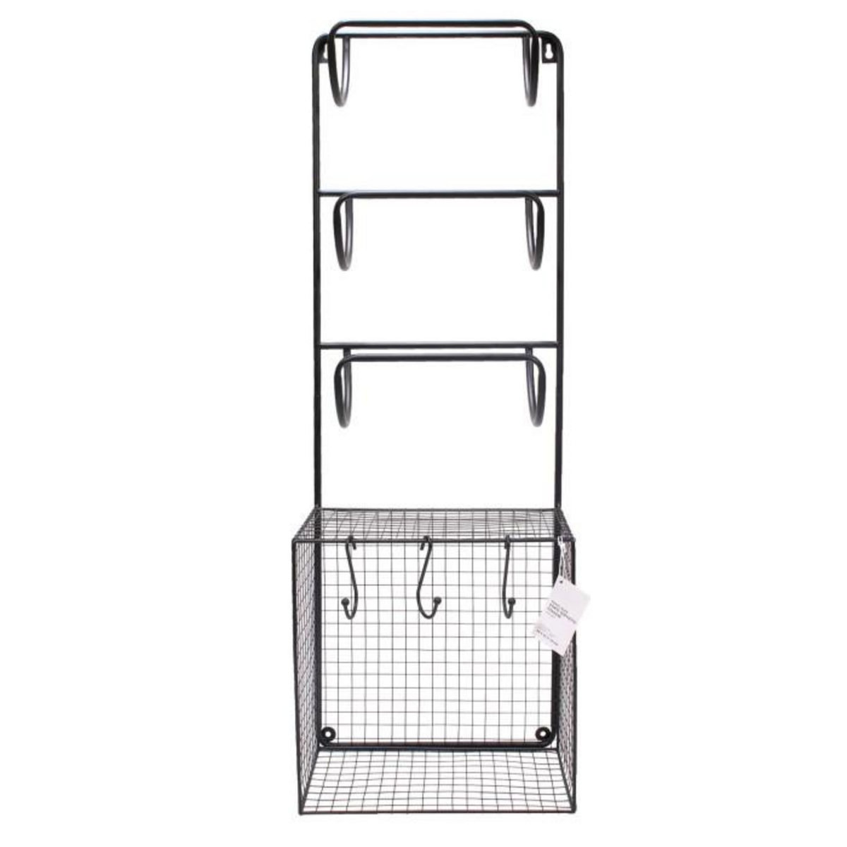 Paris Prix Porte Serviettes & Étagère  Métal  82cm Noir