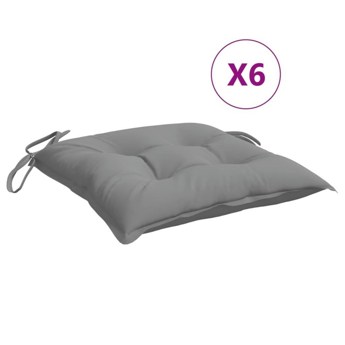 VIDAXL Coussins de chaise lot de 6 gris 40x40x7 cm tissu oxford