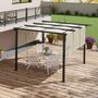 Voir la diapositive 2 : OUTSUNNY Pergola 3 toiles coulissantes - dim. 2,97L x 2,97l x 2,38H m - acier époxy polyester haute densité beige