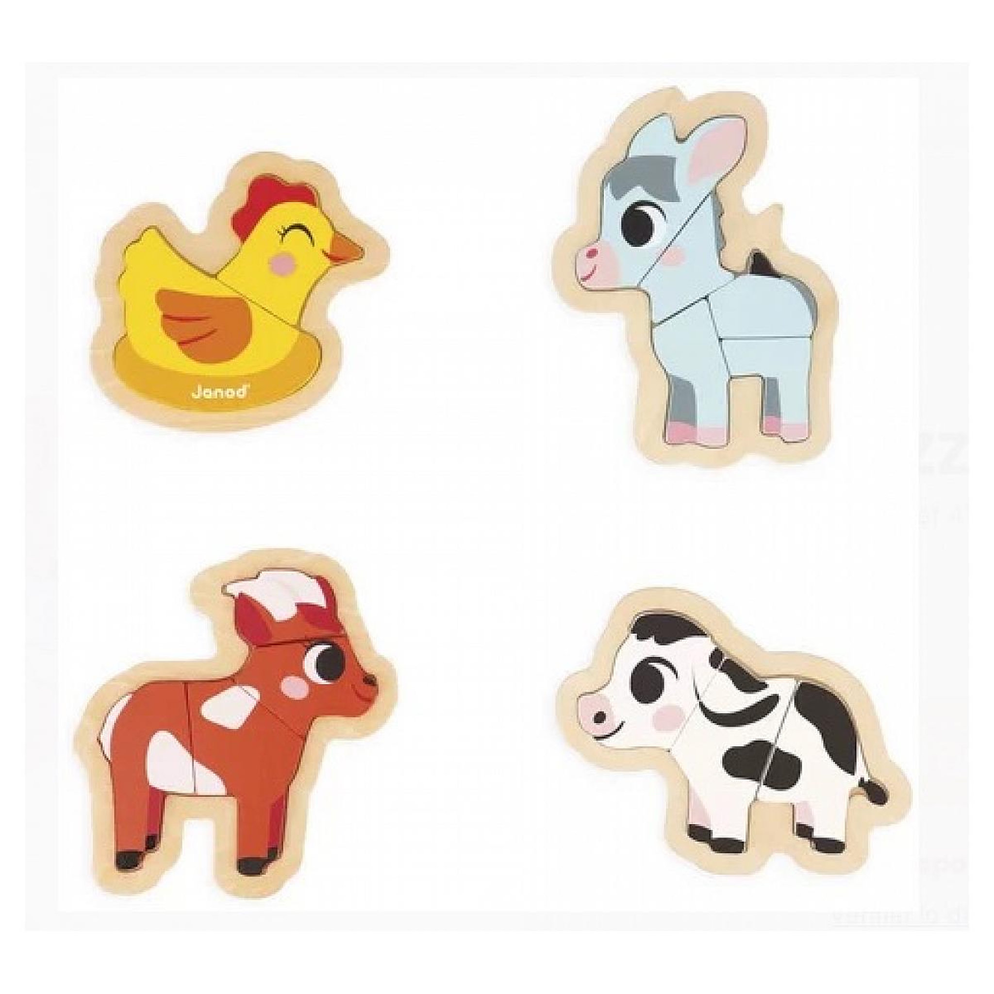 Voir la diapositive 2 : Juratoys-Janod Puzzle Ferme - 4 puzzles evolutifs