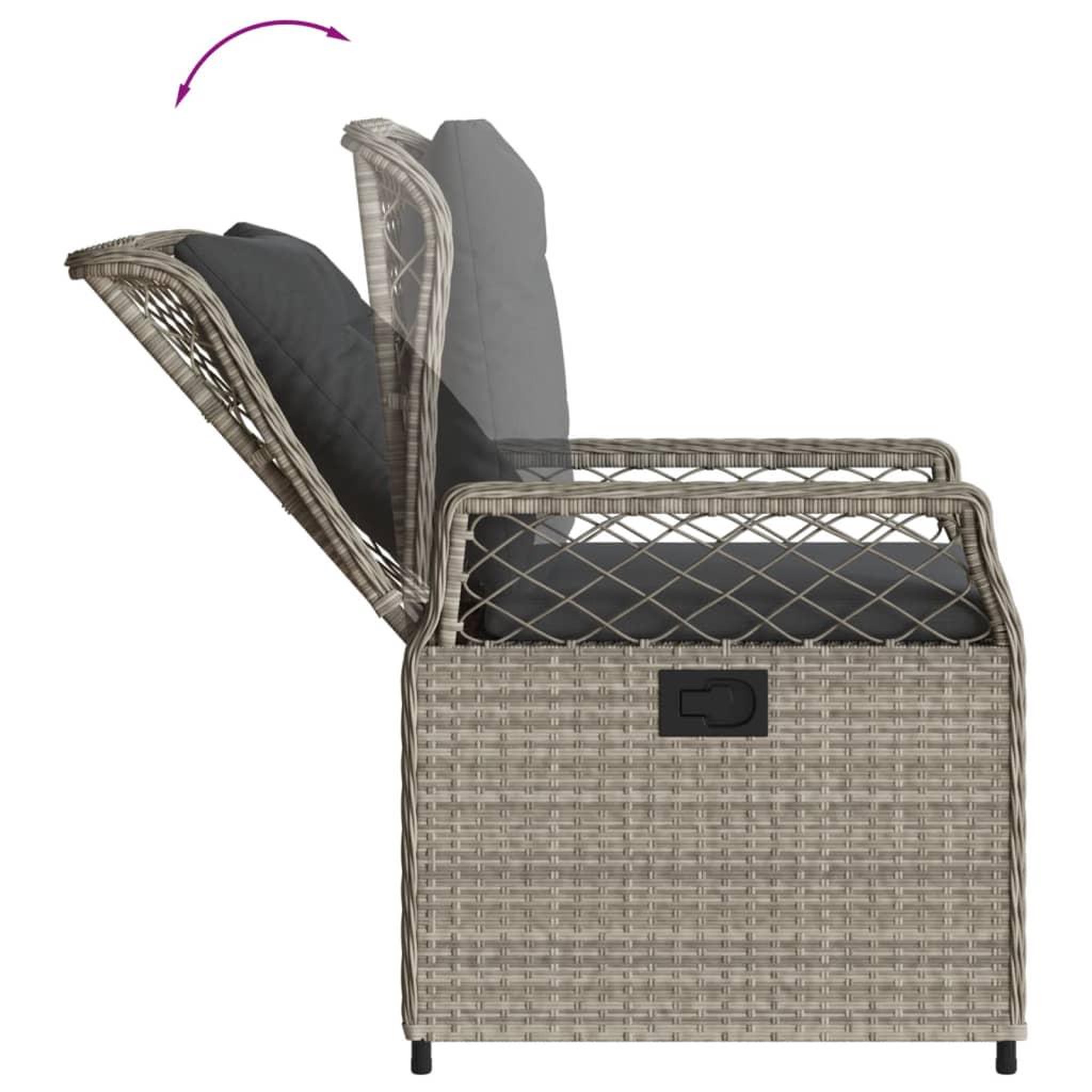 Voir la diapositive 5 : VIDAXL Ensemble a manger de jardin et coussins 7 pcs gris clair rotin