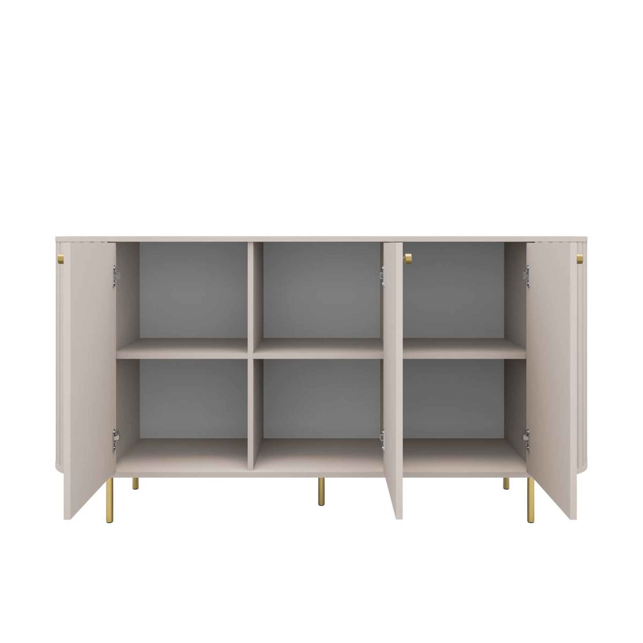 Voir la diapositive 3 : JLC KREATION Buffet bas design beige bord arrondi 3 portes165cm lilio