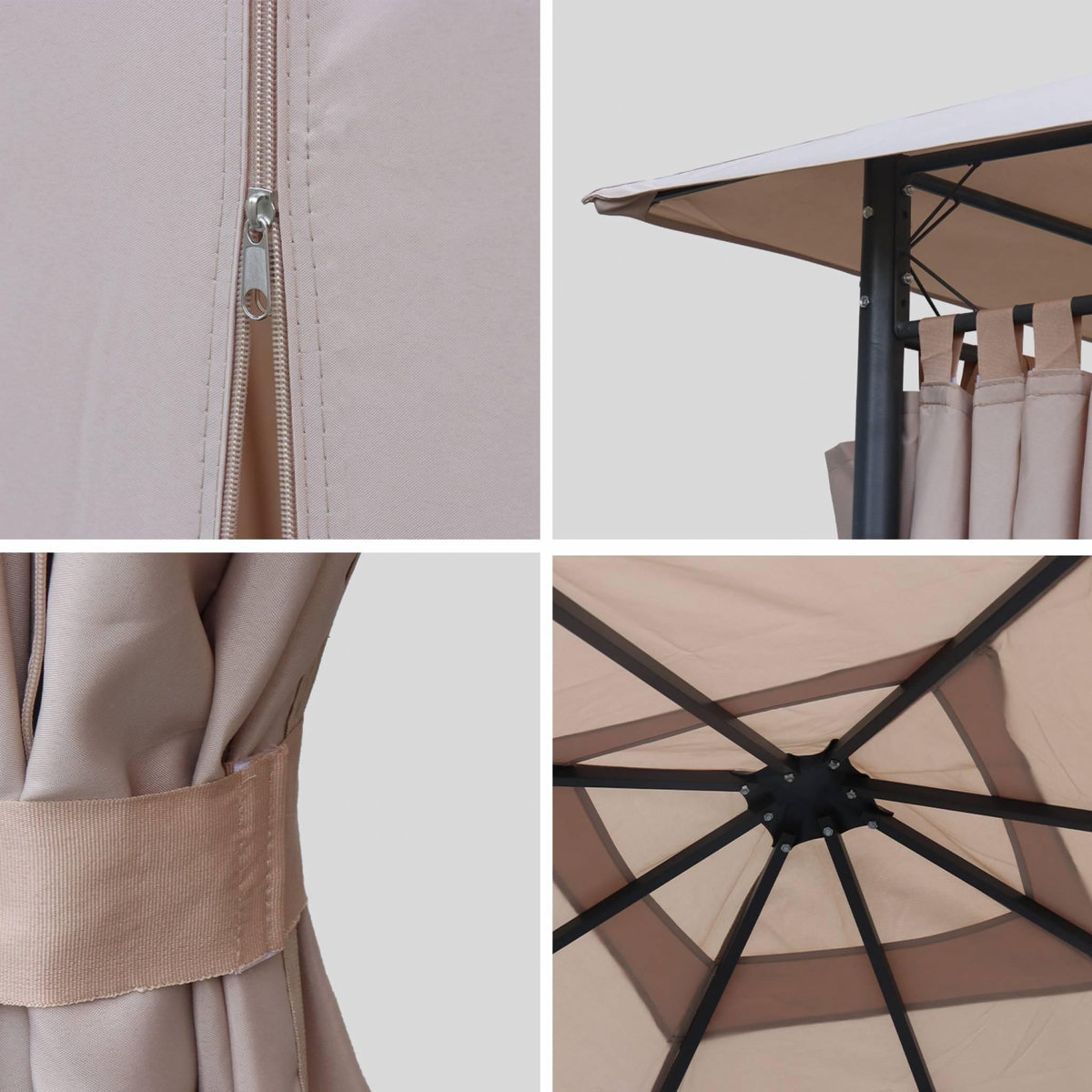 SWEEEK Tonnelle 3x3 m - Elusa - Pergola avec rideaux, tente de jardin, barnum