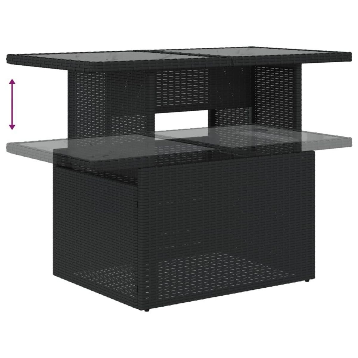VIDAXL Salon de jardin avec coussins 2pcs noir resine tressee et verre