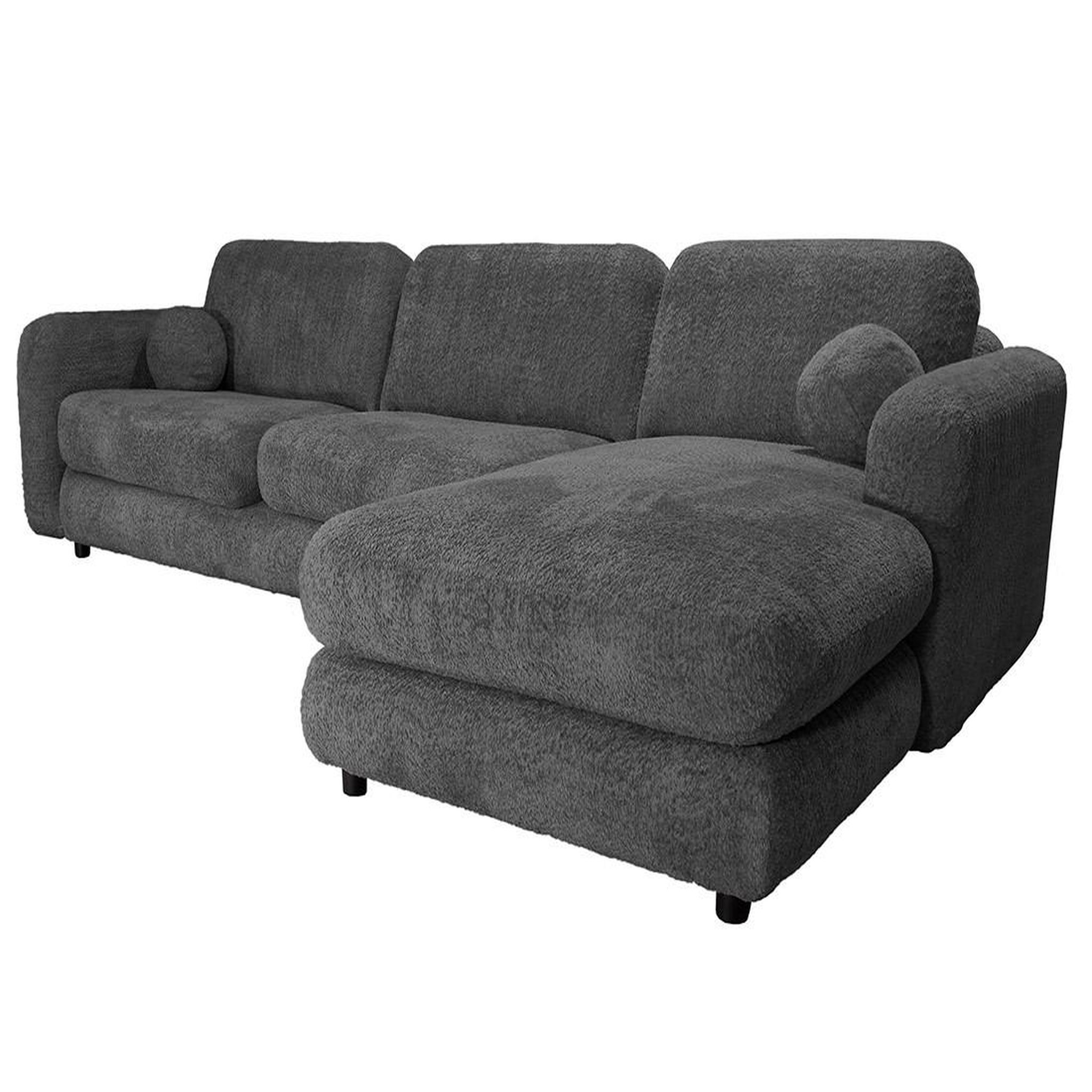 Voir la diapositive 4 : BEST MOBILIER Rachel - canapé d'angle droit 4 places en tissu bouclette