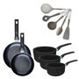Voir la diapositive 1 : Fackelmann Lot Poêles 20/24cm & Casseroles 16/18/20cm Fackelmann Brandao avec 5 ustensiles