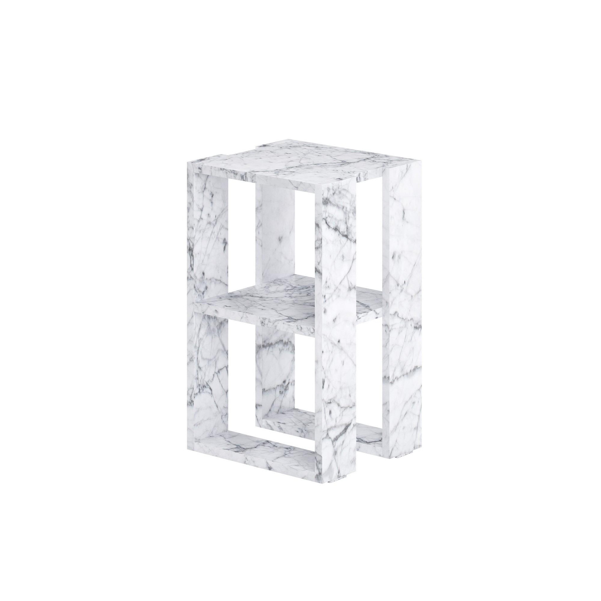 Habitat et Jardin Table de chevet en bois  lonie  30 x 30 x 55 cm - marbre de carrare