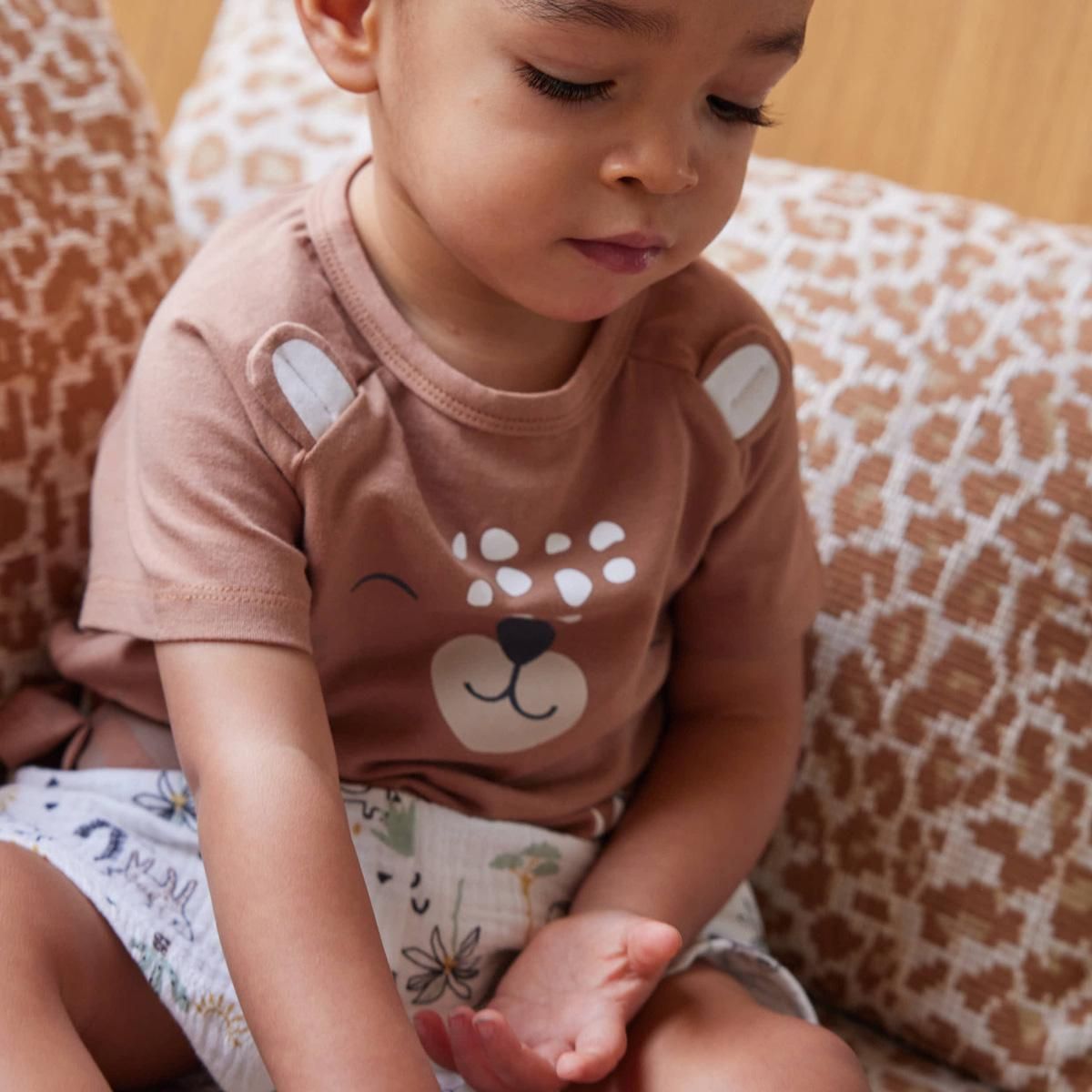 Petit Béguin Ensemble bébé t-shirt et short en gaze de coton Yao