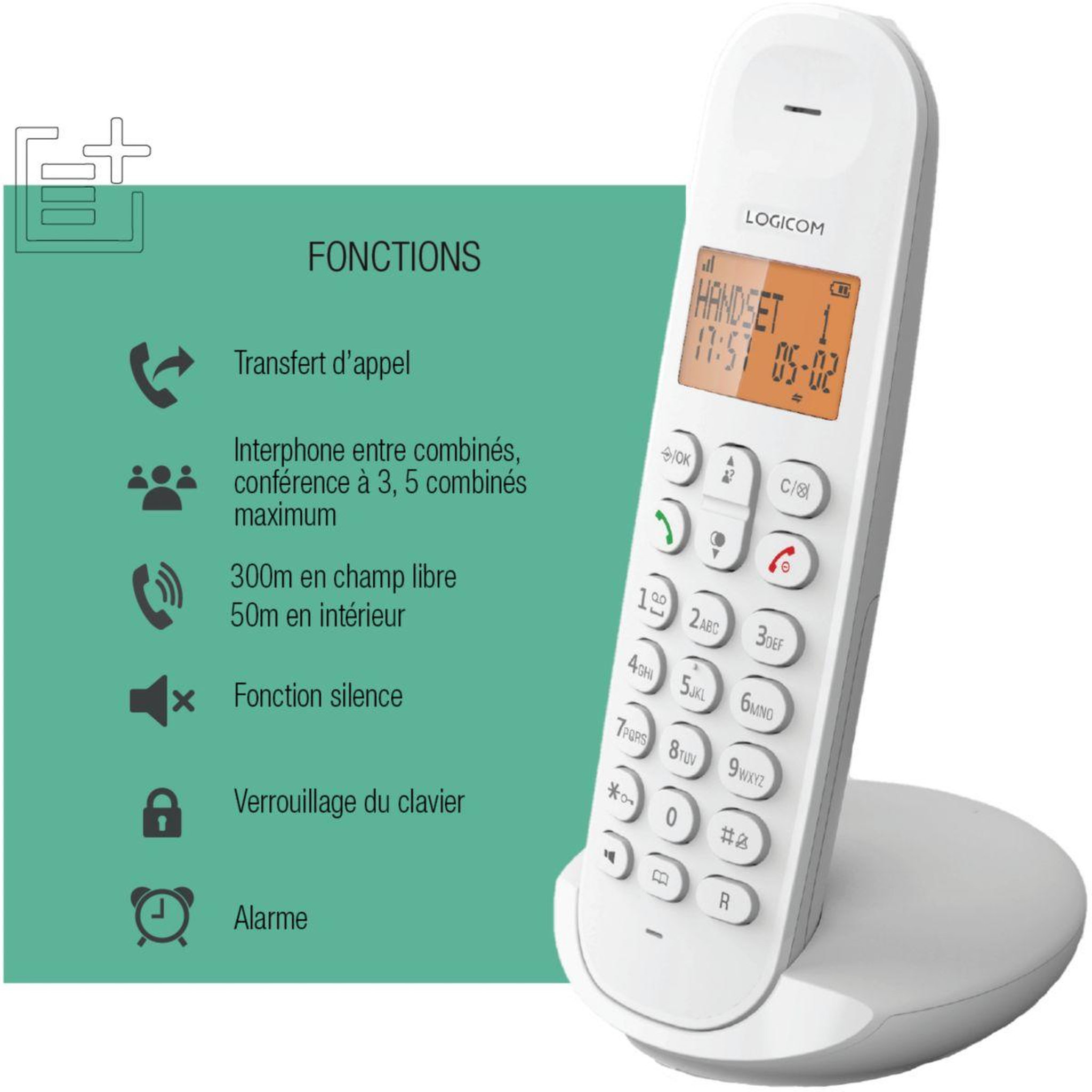 Voir la diapositive 4 : Logicom Téléphone sans fil iloa 150 solo blanc