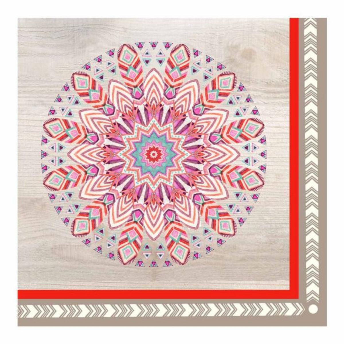 Paris Prix Lot de 20 Serviettes en Papier  Boho Mandala  33x33cm Naturel