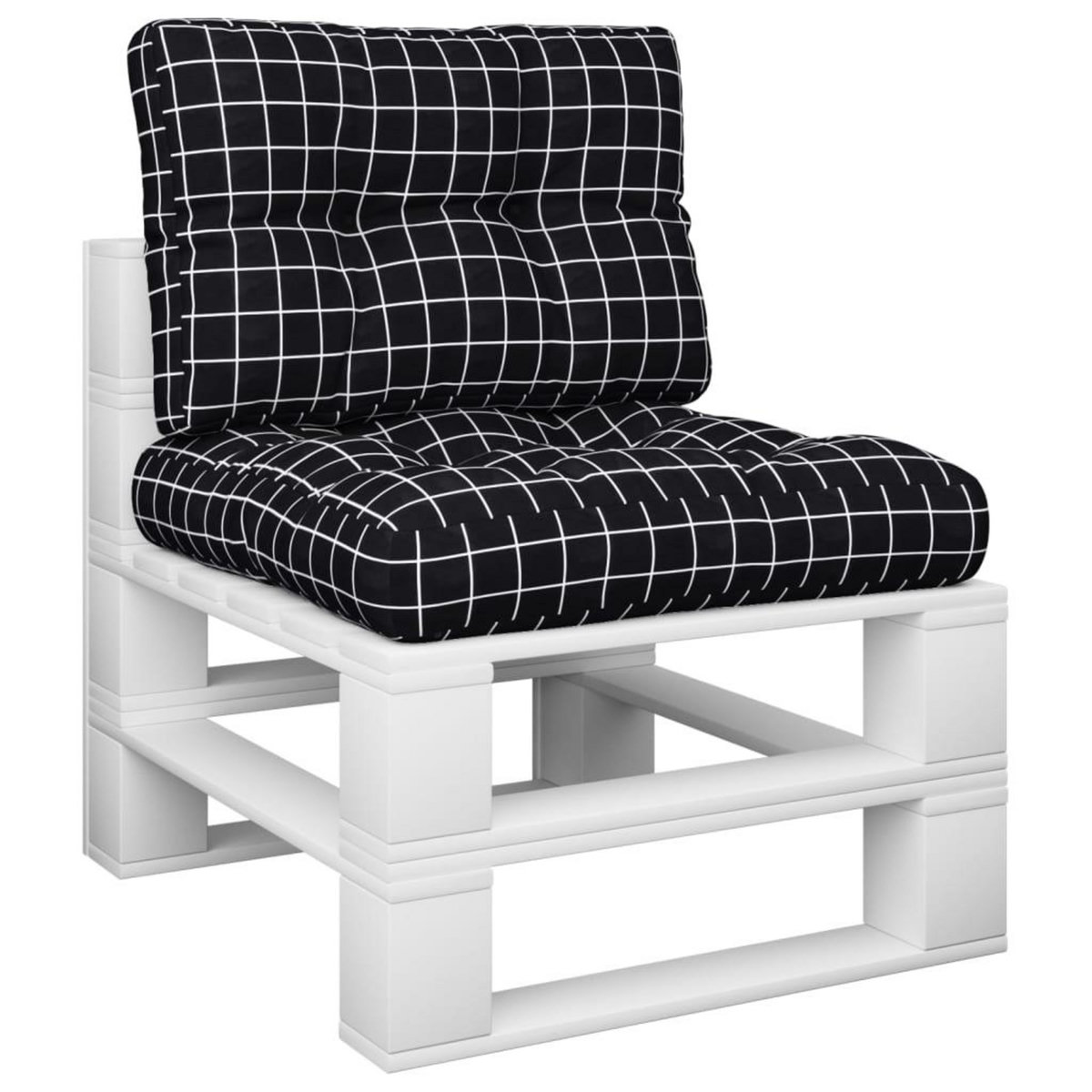 VIDAXL Coussins de palette lot de 2 motif a carreaux noir tissu