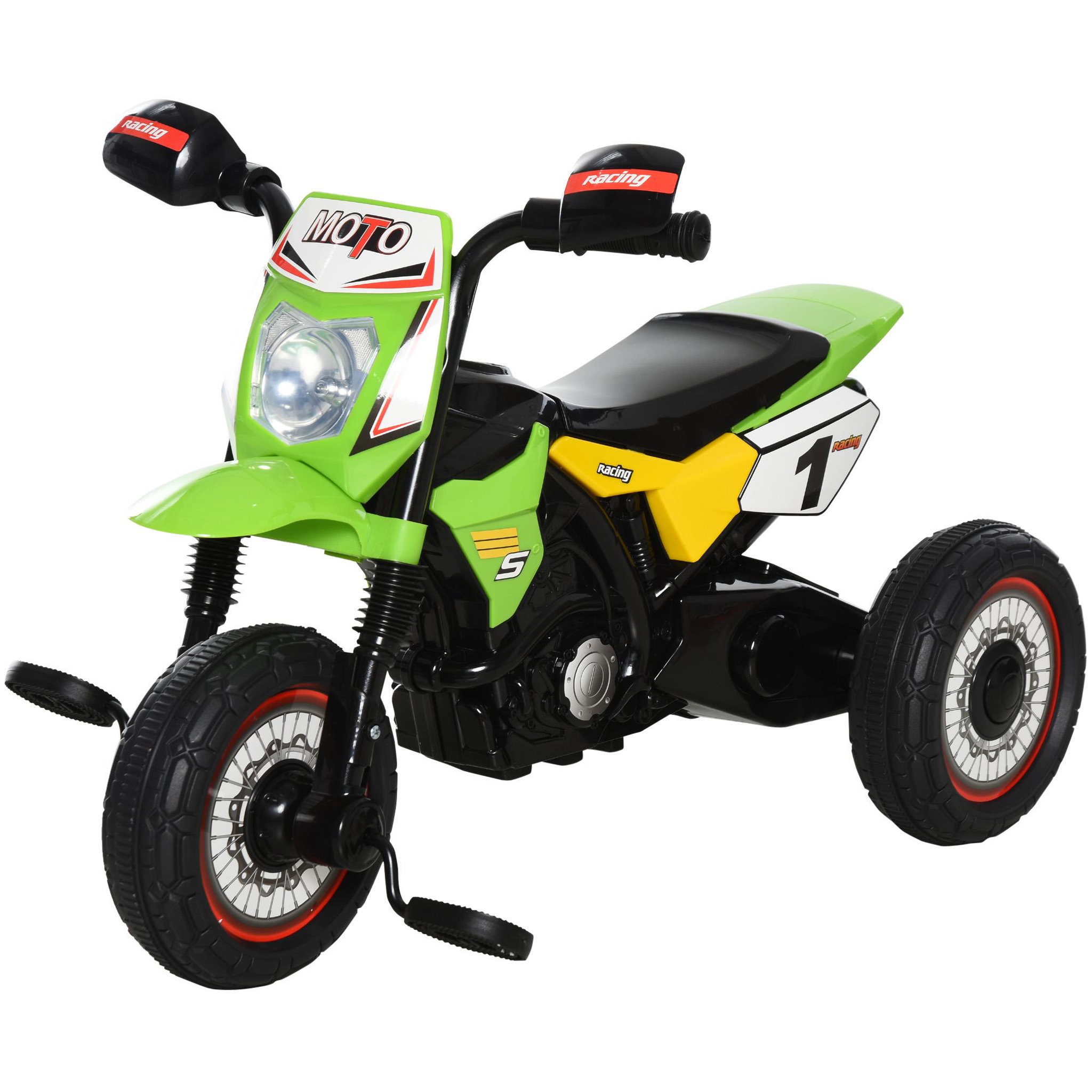HOMCOM Tricycle enfants moto cross effets musicaux et lumineux coffre rangement