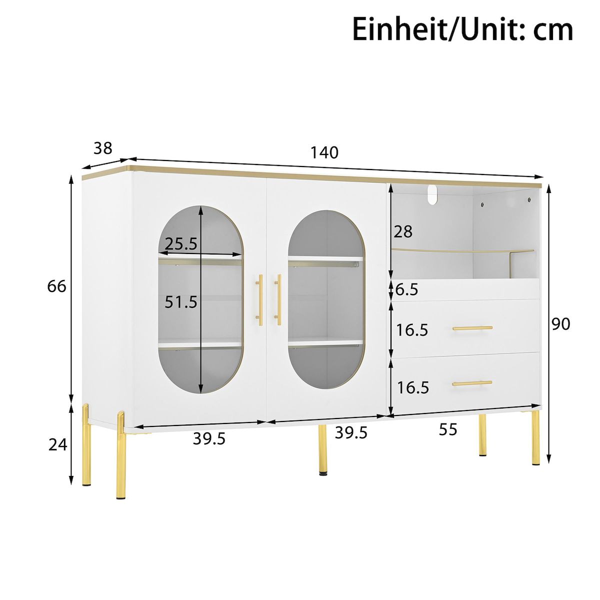 MERAX Buffet 2 porte(s) 2 tiroir(s) - 140 cm blanc mdf