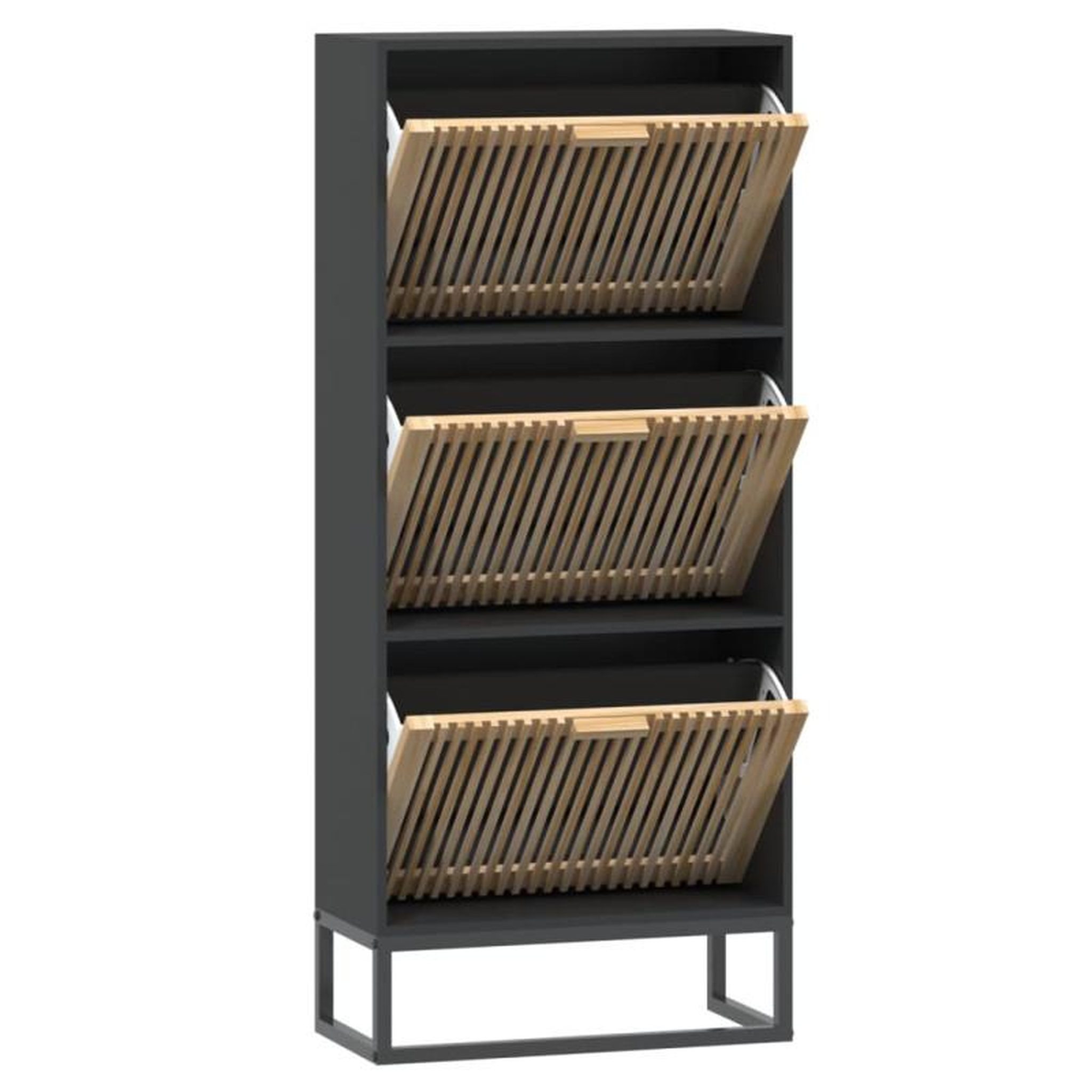 Voir la diapositive 6 : VIDAXL Armoire à chaussures noir 52x25x120 cm bois d ingénierie