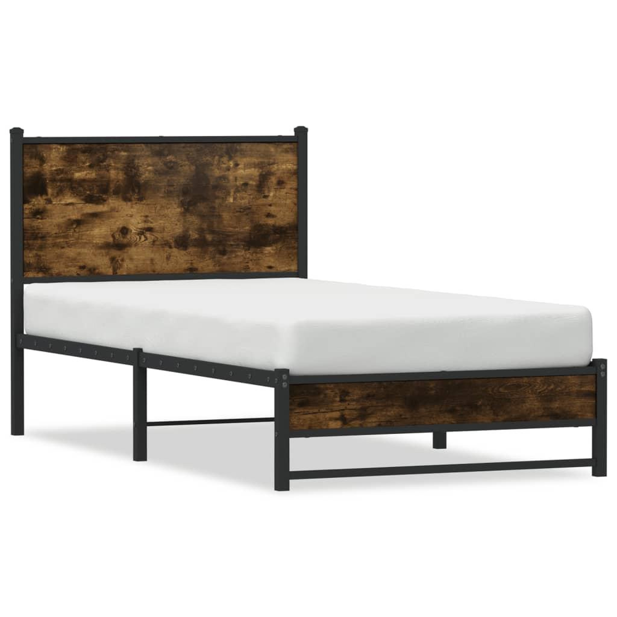 Voir la diapositive 2 : VIDAXL Cadre de lit en metal sans matelas chene fume 90x200 cm