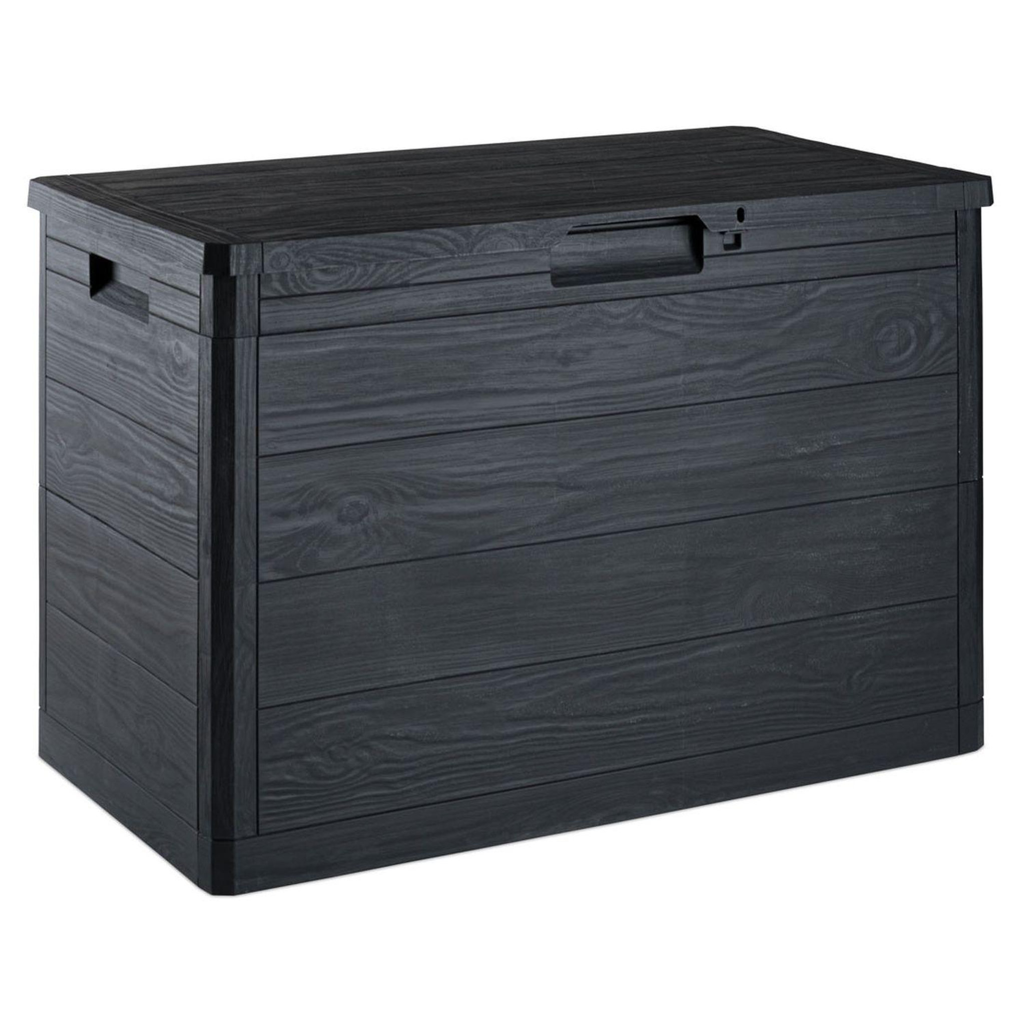 Voir la diapositive 2 : TOOMAX Coffre de rangement jardin résine - Anthracite - 160L - MULTIBOX WOODY 160