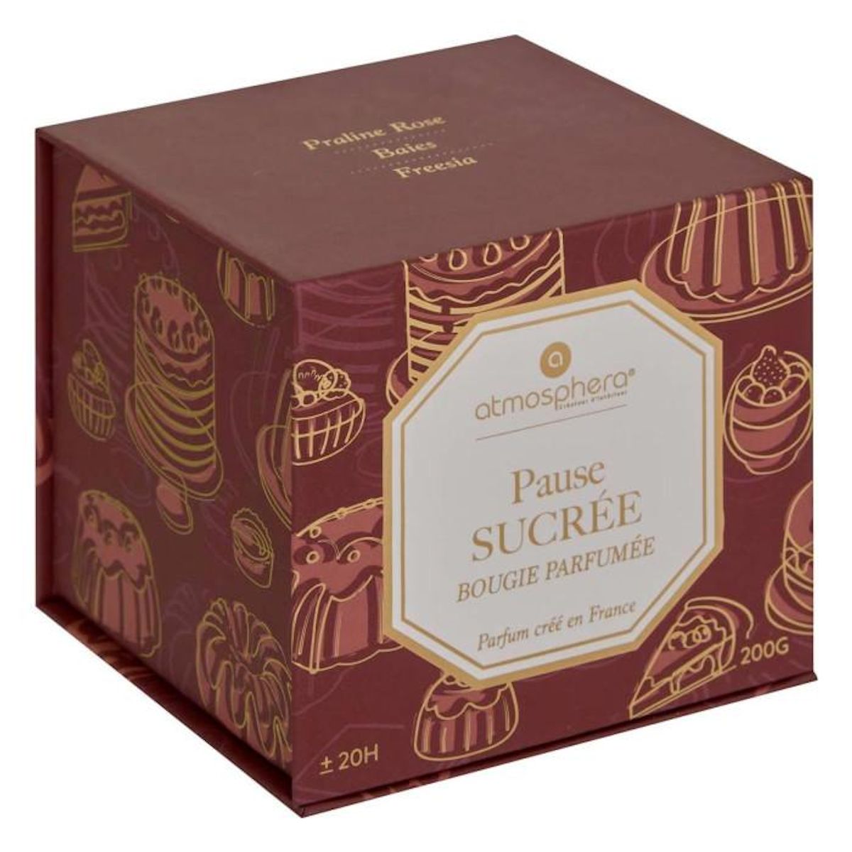 ATMOSPHERA Bougie Parfumée en Verre  Elisa  200g Pause Sucrée