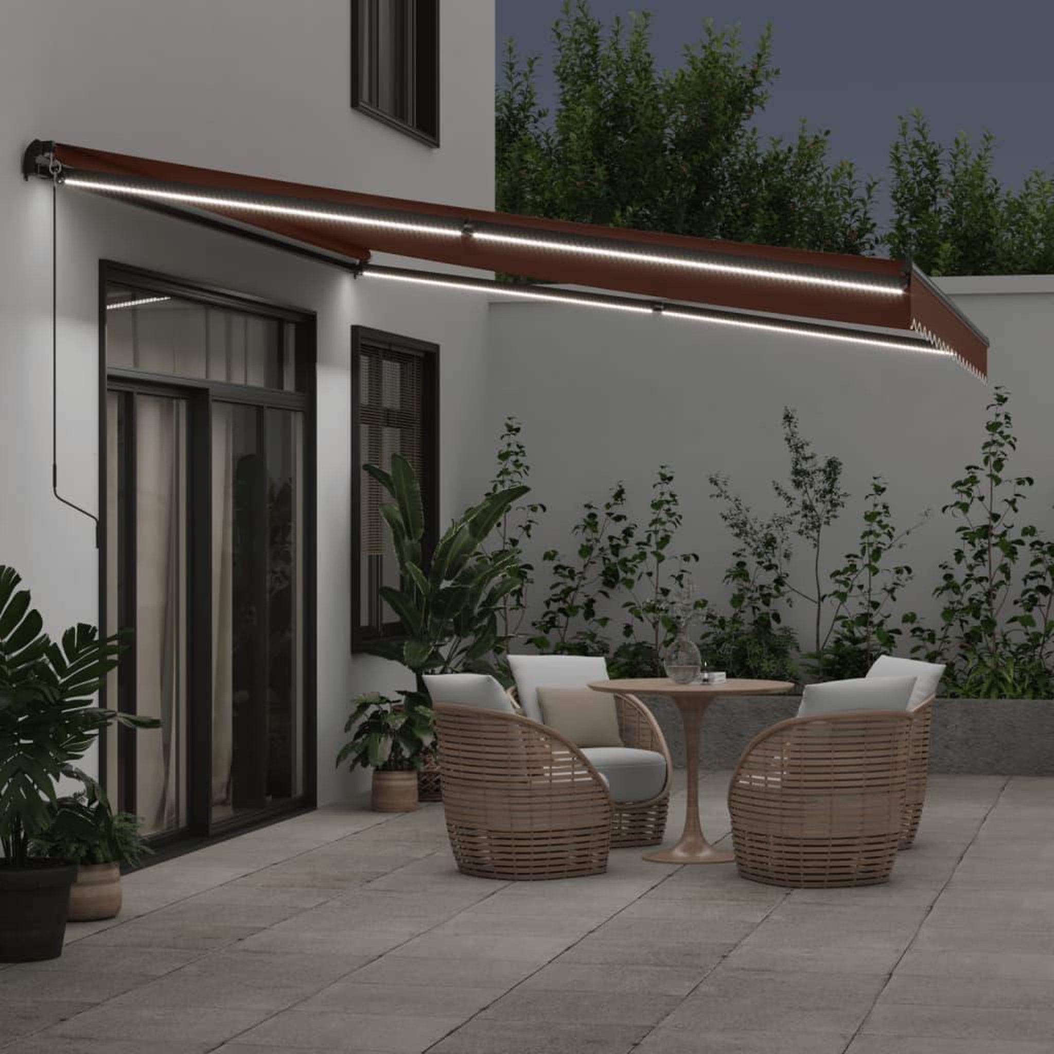 Voir la diapositive 3 : VIDAXL Auvent manuel retractable avec LED marron 450x350 cm