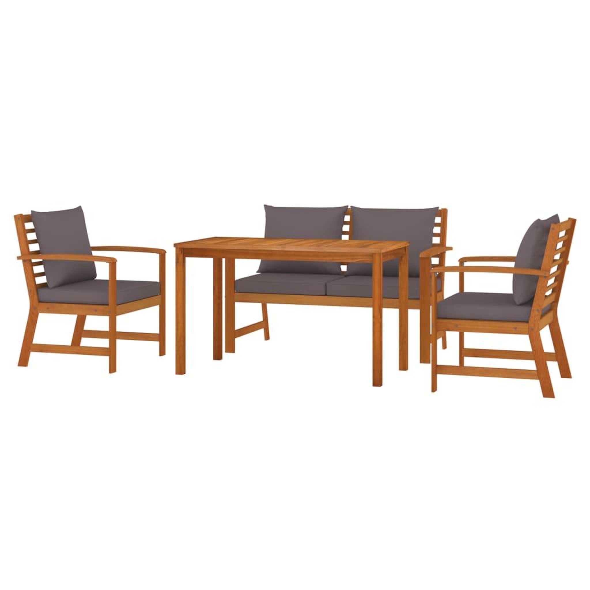 Voir la diapositive 3 : VIDAXL Ensemble a manger de jardin 4 pcs coussins Bois acacia