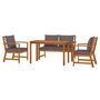 Voir la diapositive 3 : VIDAXL Ensemble a manger de jardin 4 pcs coussins Bois acacia