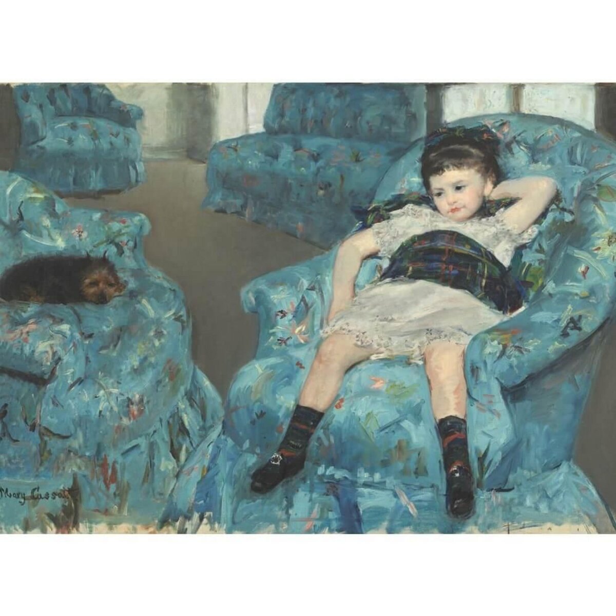 DToys Puzzle 1000 pièces : Mary Cassatt - Fille Dans Canapé bleu
