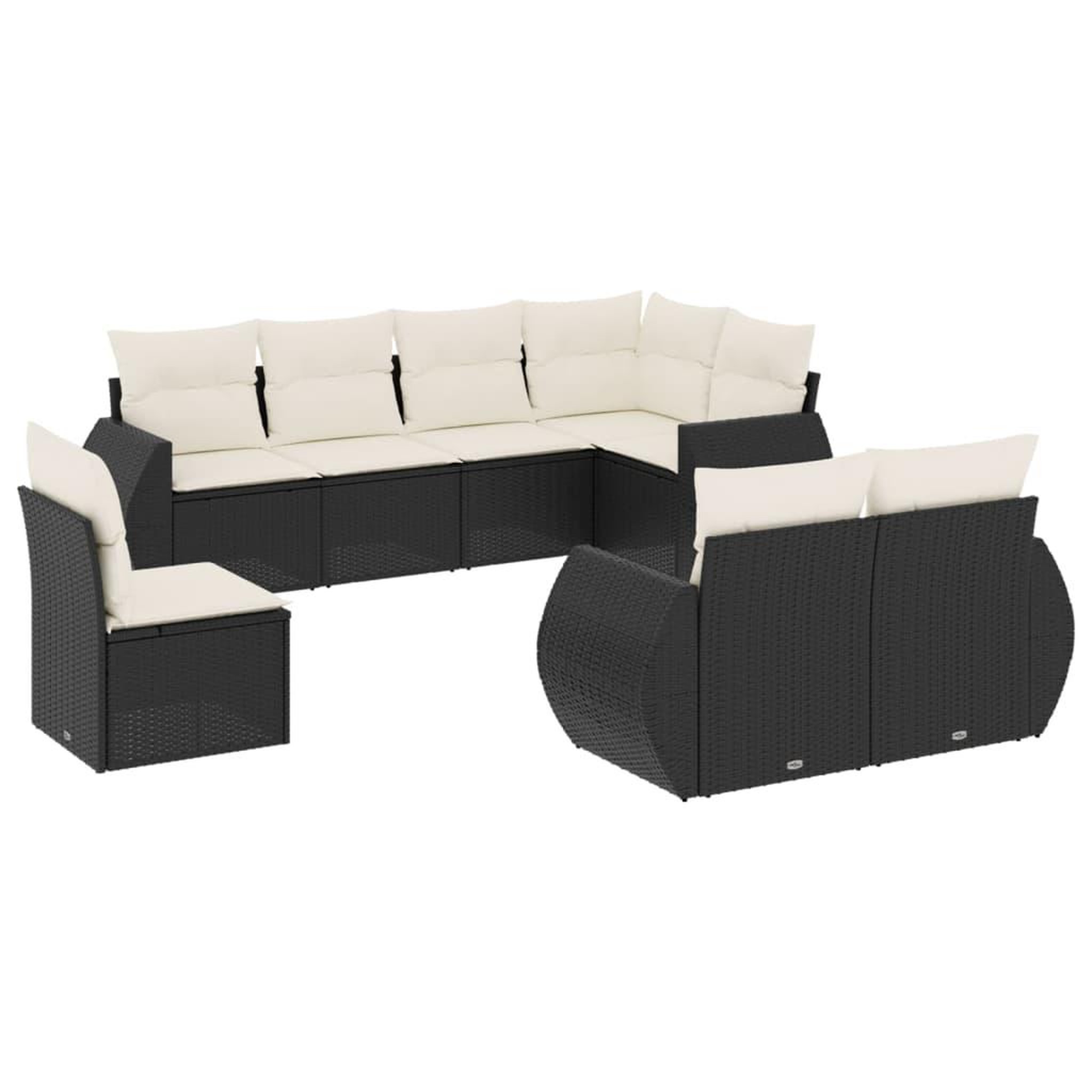 Voir la diapositive 2 : VIDAXL Salon de jardin 8 pcs avec coussins noir resine tressee