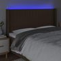 Voir la diapositive 4 : VIDAXL Tete de lit a LED Marron fonce 203x16x118/128 cm Tissu