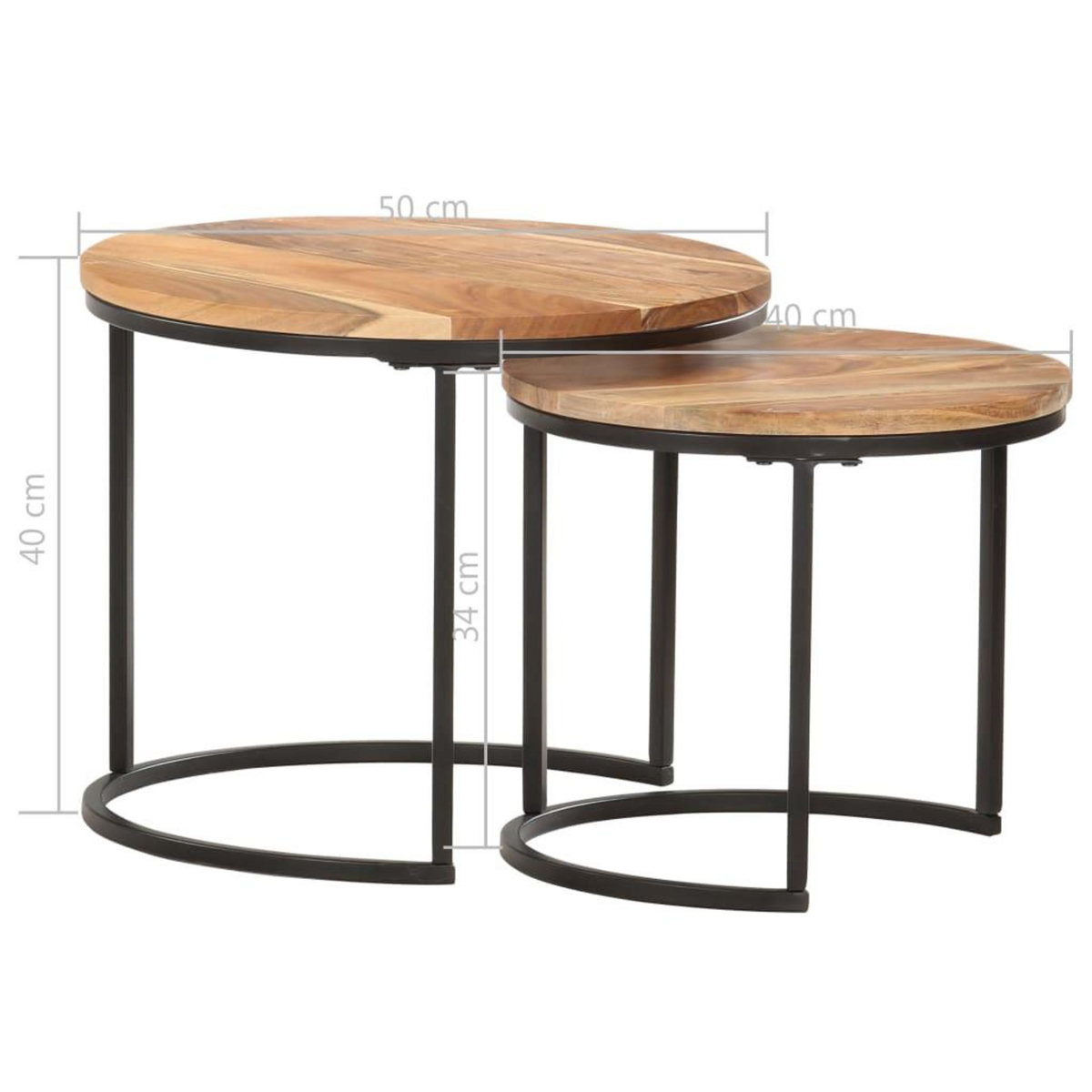 VIDAXL Tables gigognes 2 pcs Bois d'acacia massif